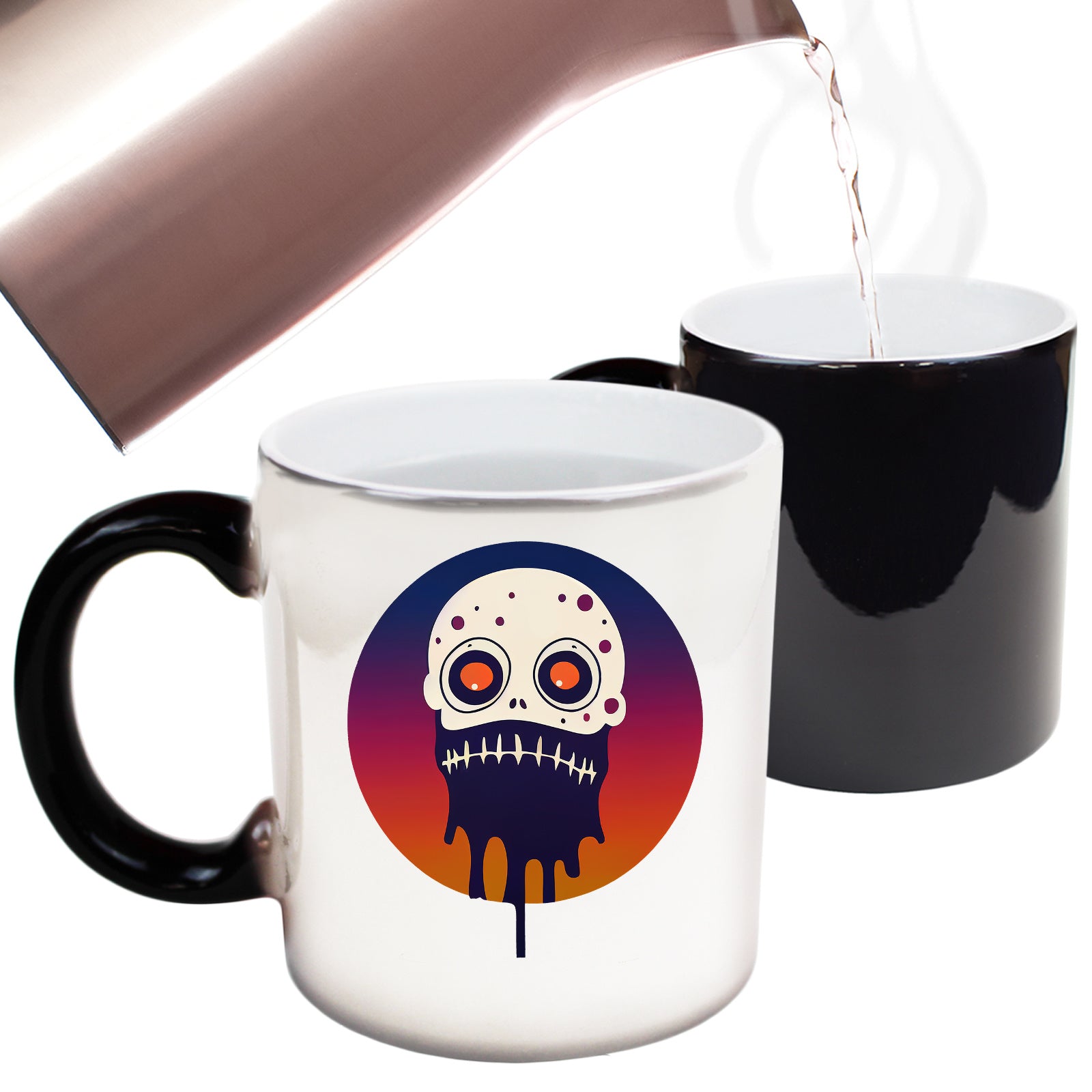 Zombies And Monsters Scary Circle Skull - Funny Colour Changing Mug