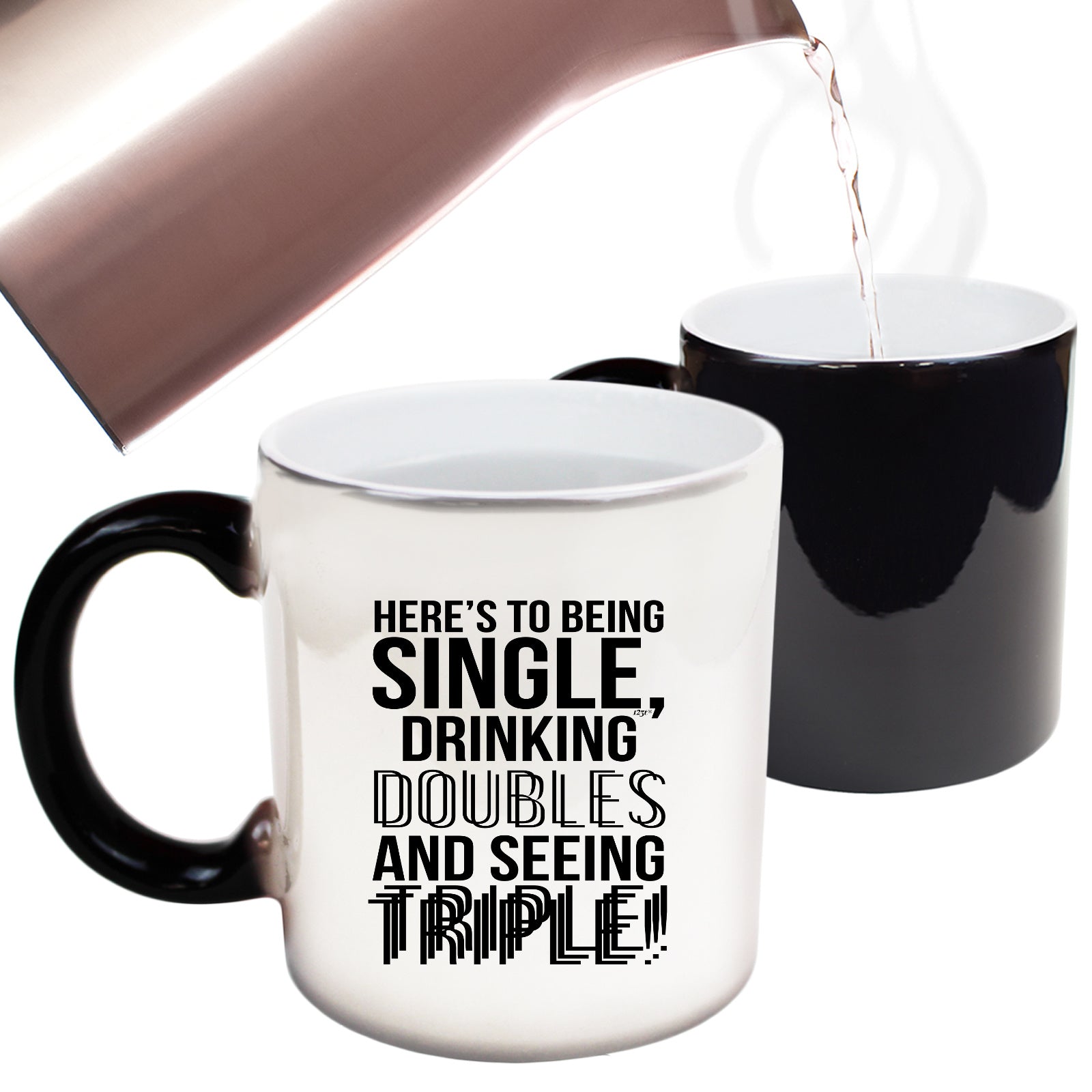 Heres To Being Single Drinking Doubles - Funny Colour Changing Mug