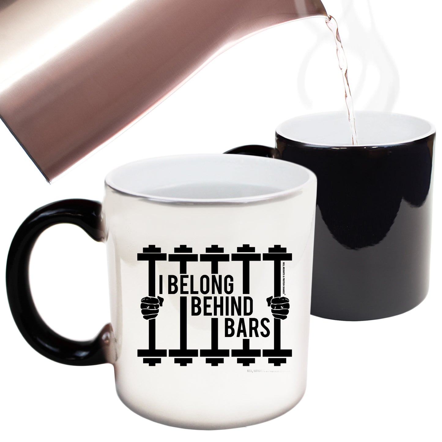 Swps I Belong Behind Bars Dumbell - Funny Colour Changing Mug