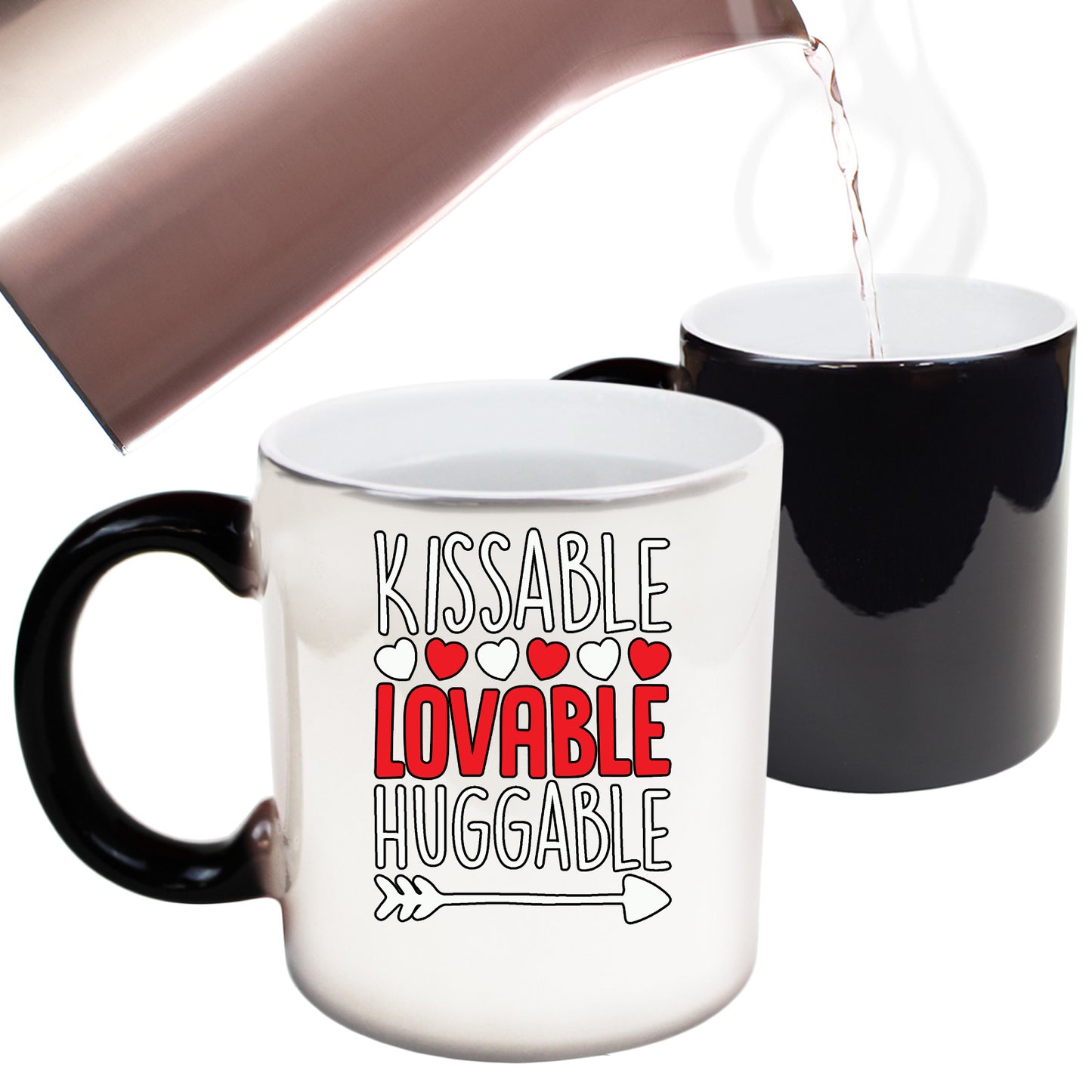 Kissable Lovable Huggable Valentines - Funny Colour Changing Mug