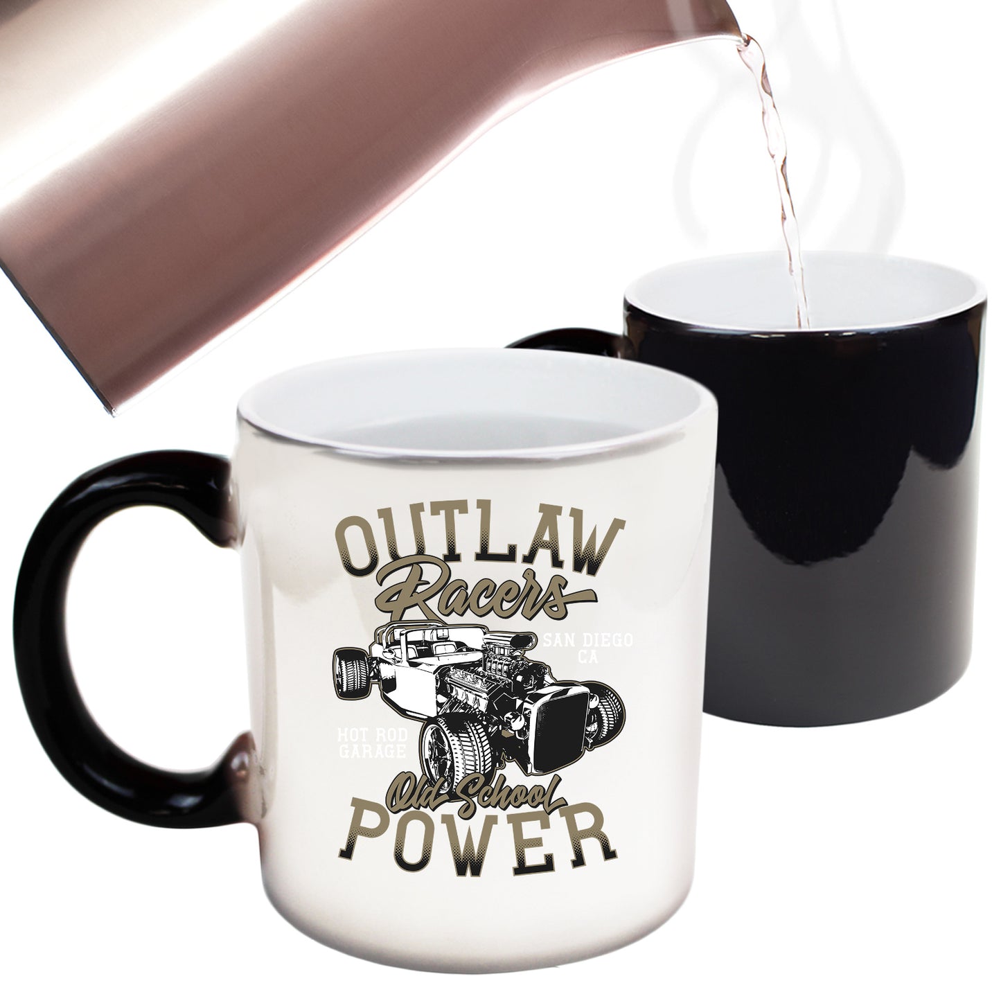 Outlaw Racers Hotrod Old Skool Power Car - Funny Colour Changing Mug