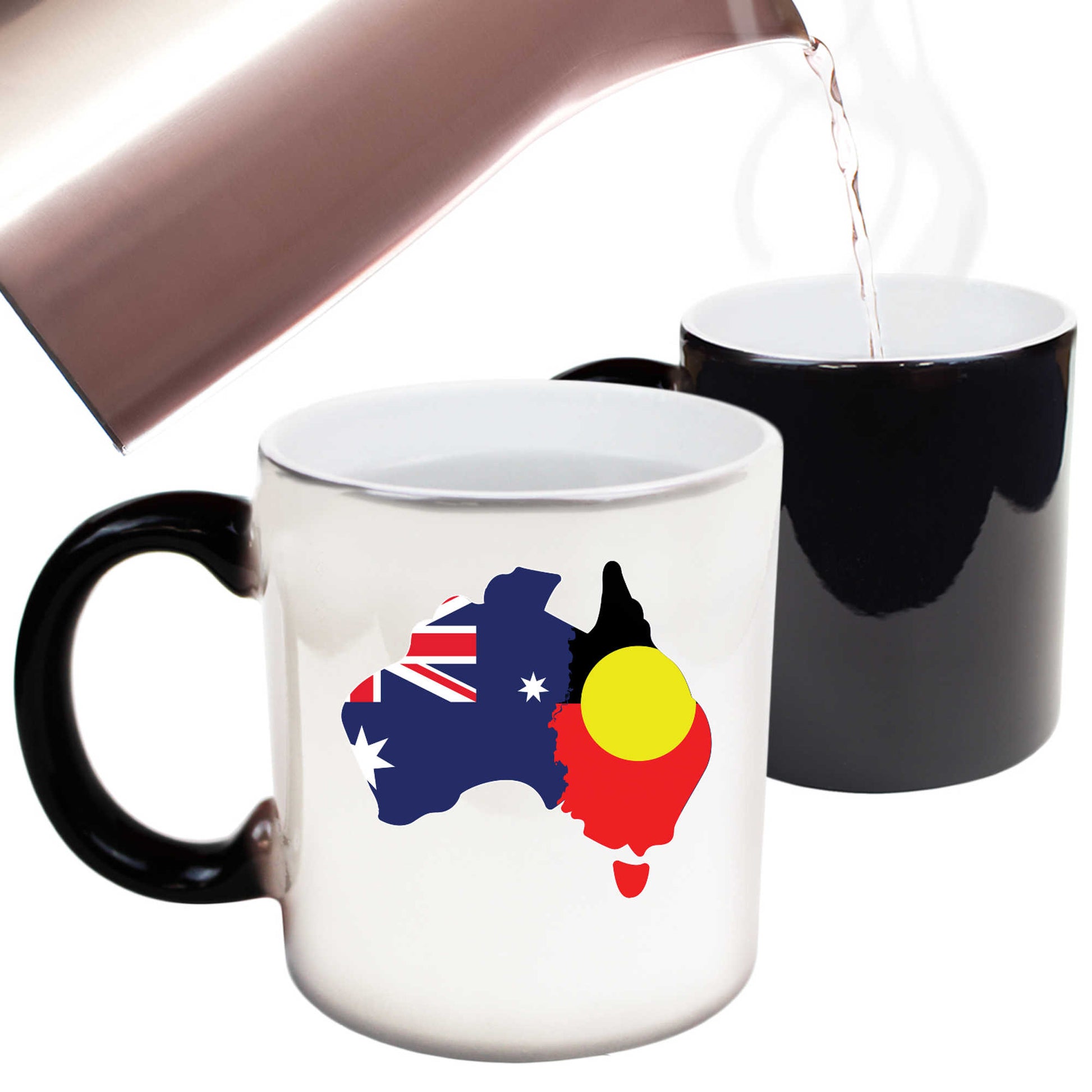 Country Outline Australia Aboriginal Flag Joined United As One - Funny Colour Changing Mug