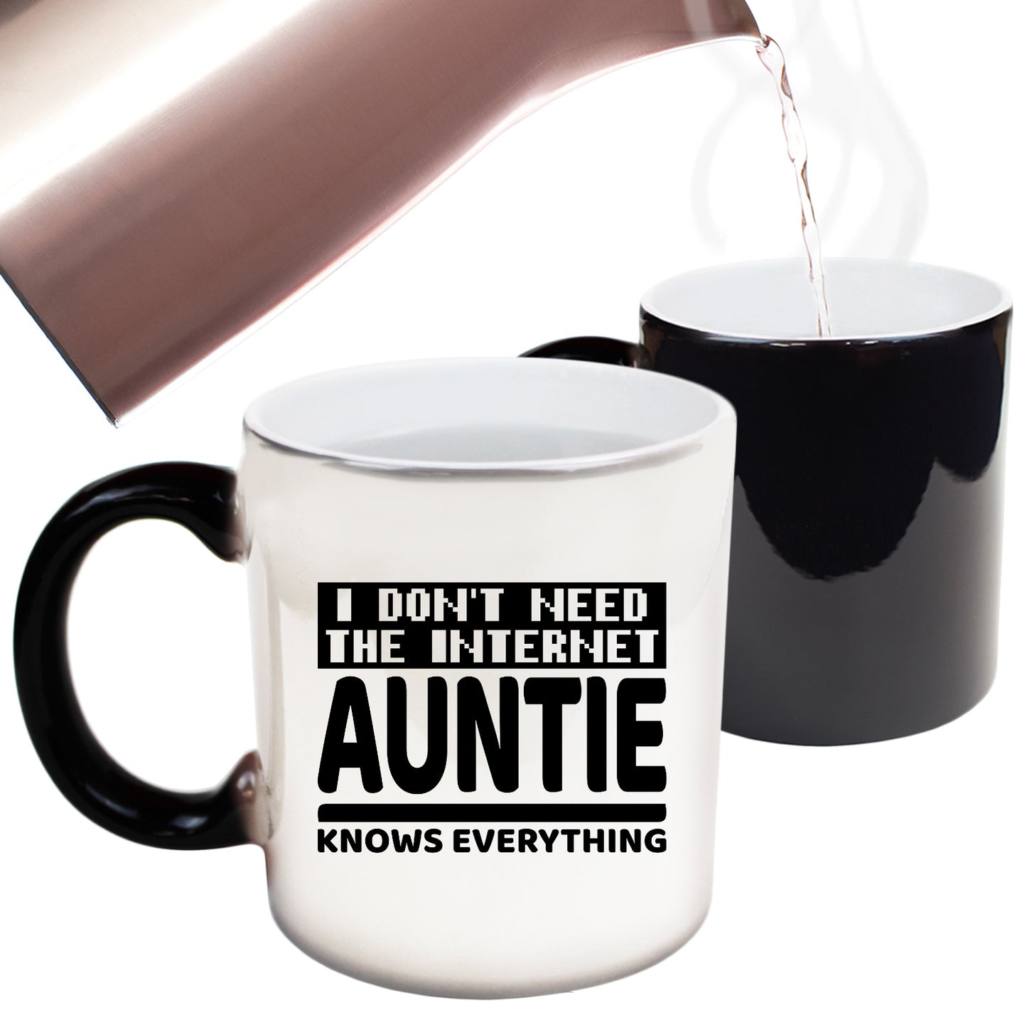 Aunti I Dont Need The Internet My Knows Everything Black - Funny Colour Changing Mug