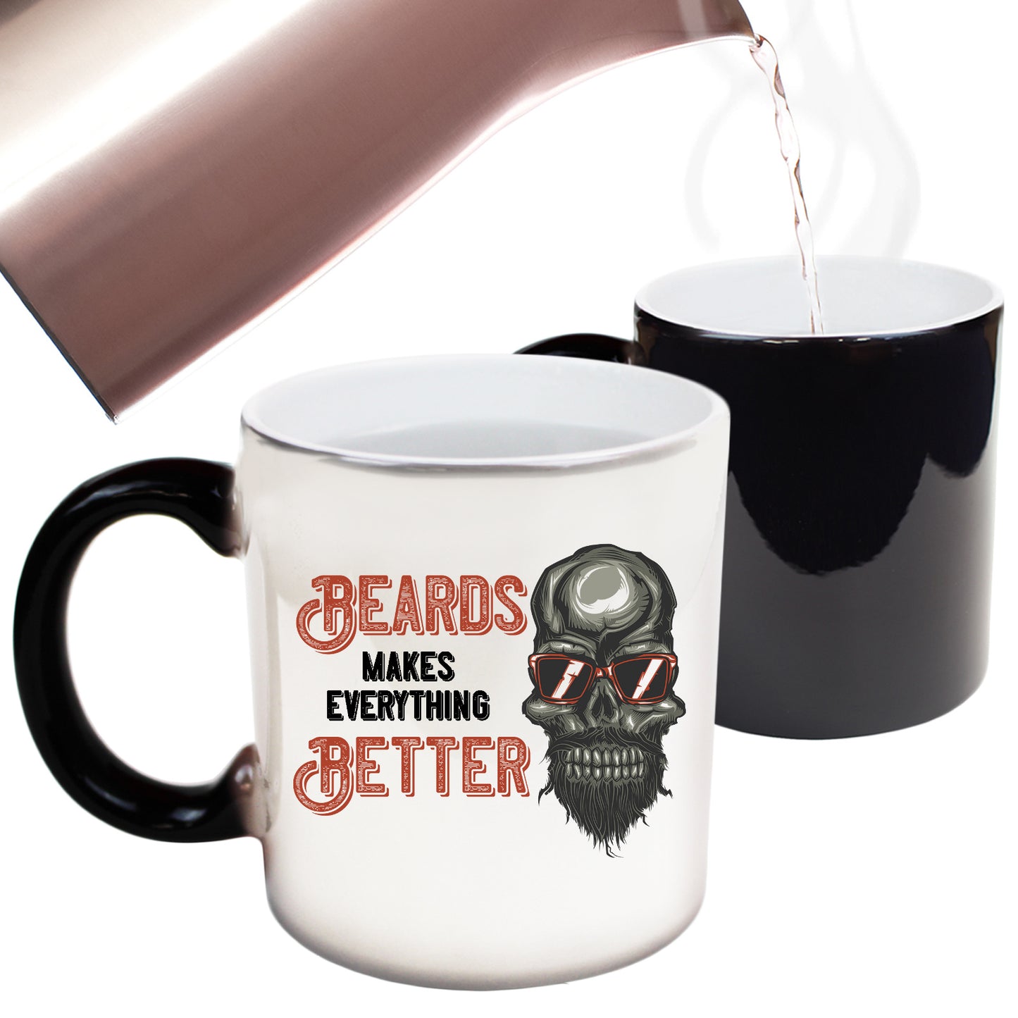 Biker Skull Beards Make Everything Better Motorbike Motorcycle - Funny Colour Changing Mug