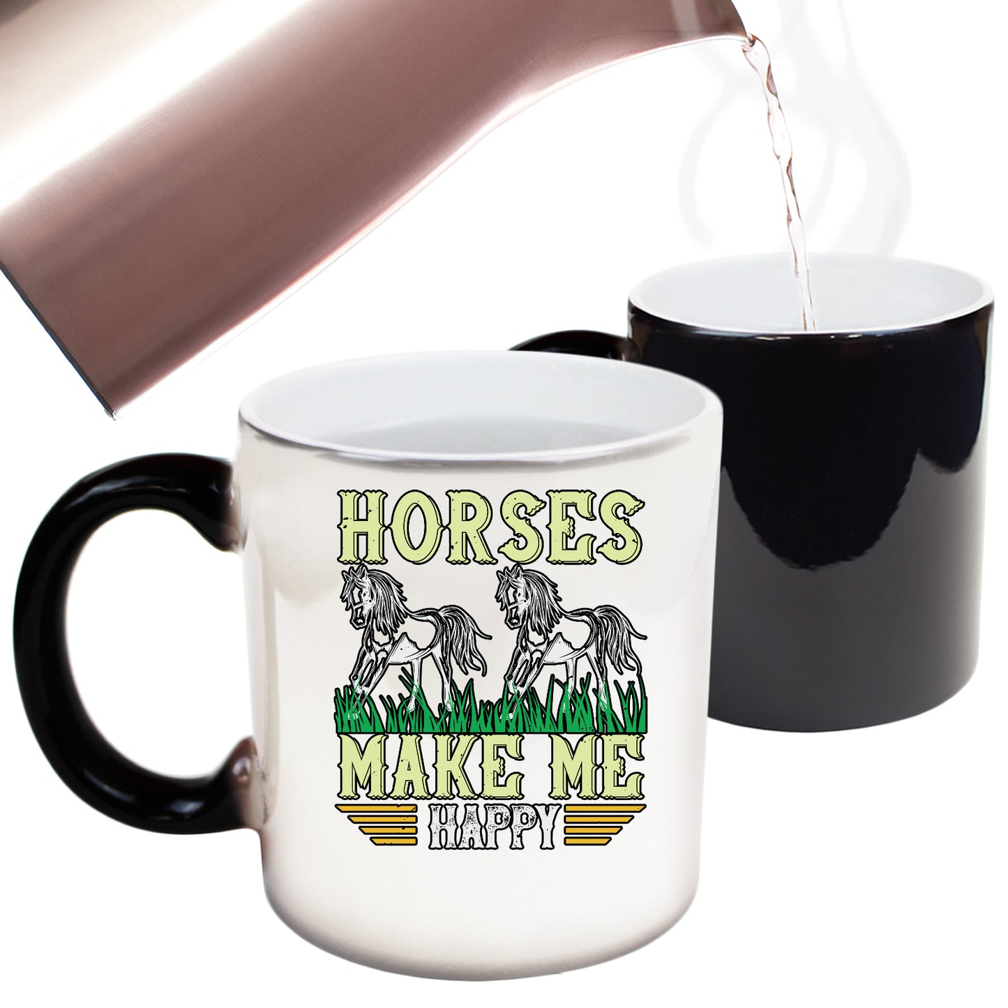 Horses Make Me Happy - Funny Colour Changing Mug