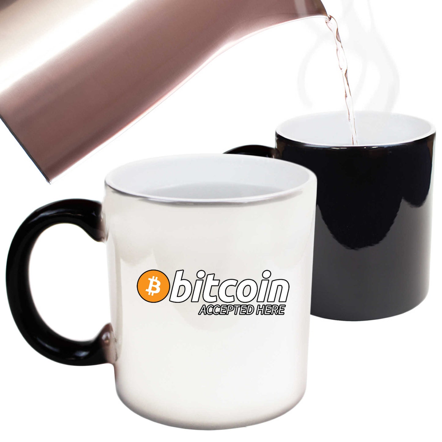 Bitcoin Accepted Here Crypto Currency Logo Trader Investor - Funny Colour Changing Mug