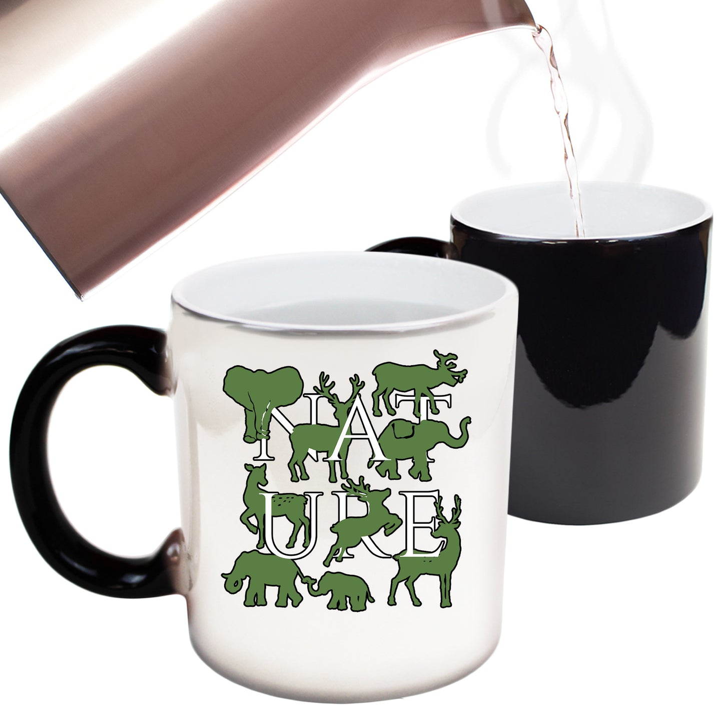 Nature Animals Elephant Deer - Funny Colour Changing Mug