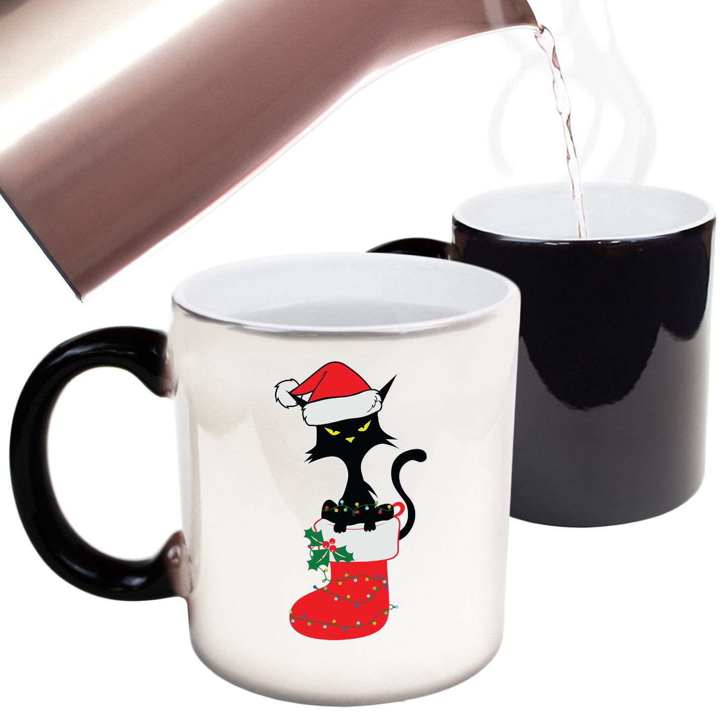 Christmas Black Cat Cats Xmas Animal - Funny Colour Changing Mug