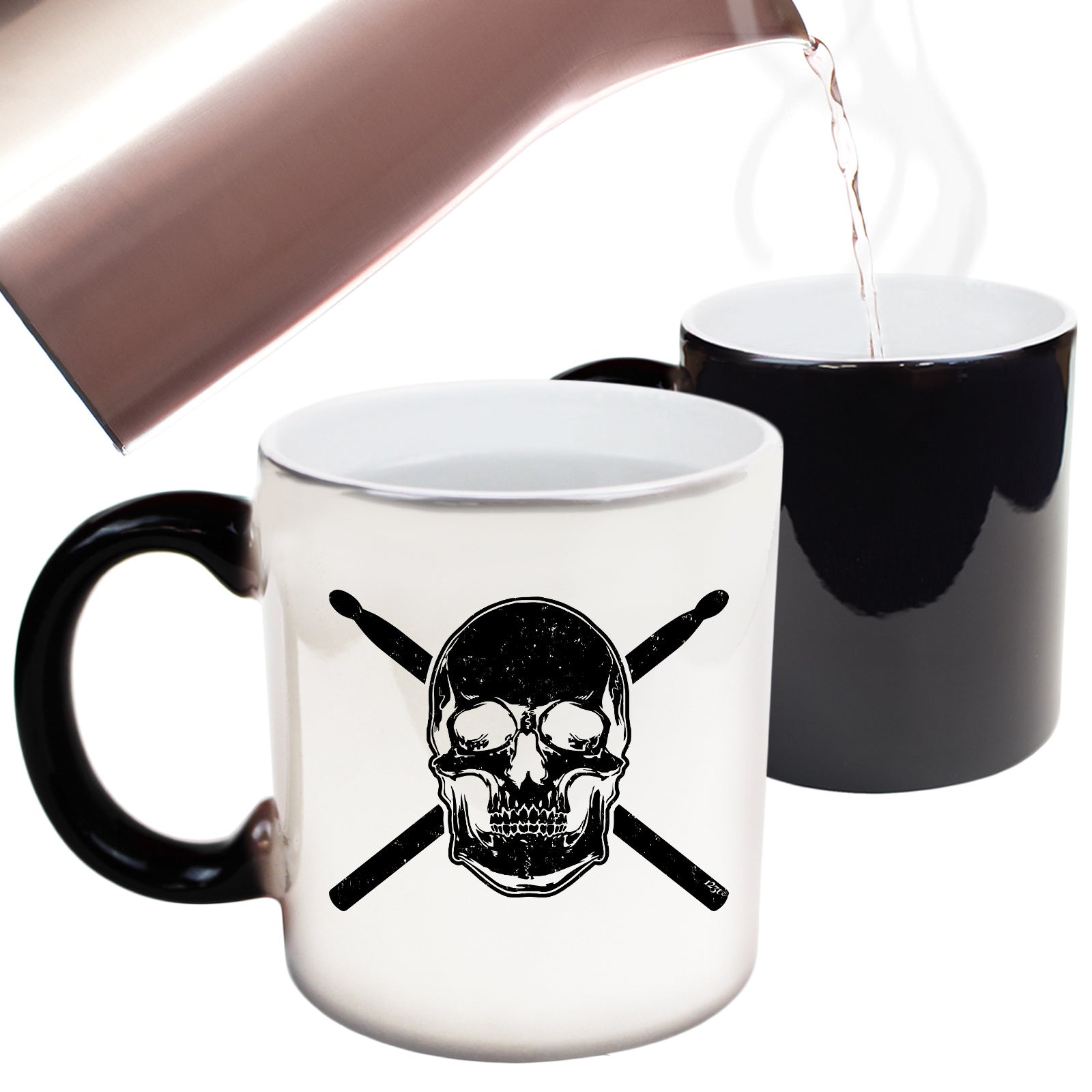 Skull Drumsticks Drums Music - Funny Colour Changing Mug