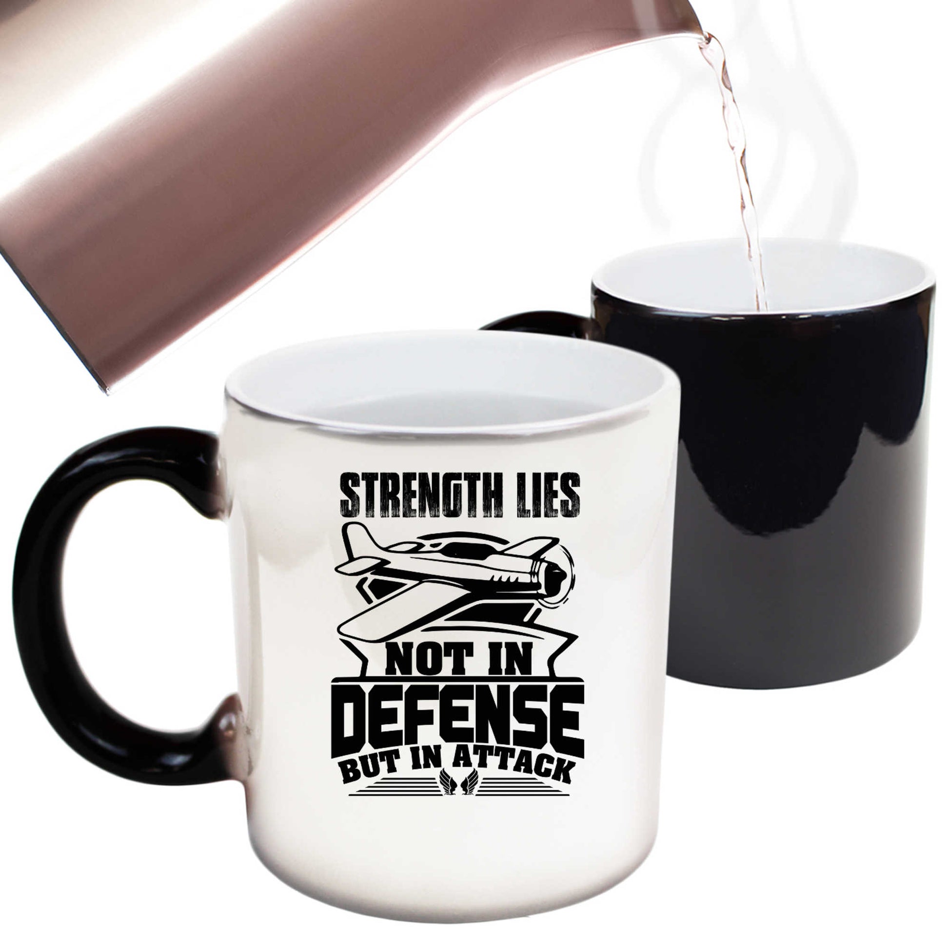 Strength Lies Not In Defense But In Attack Plane - Funny Colour Changing Mug