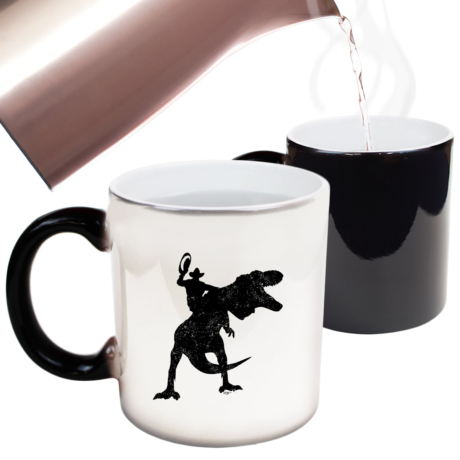 Cowboy Riding T Rex Dinosaur - Funny Colour Changing Mug