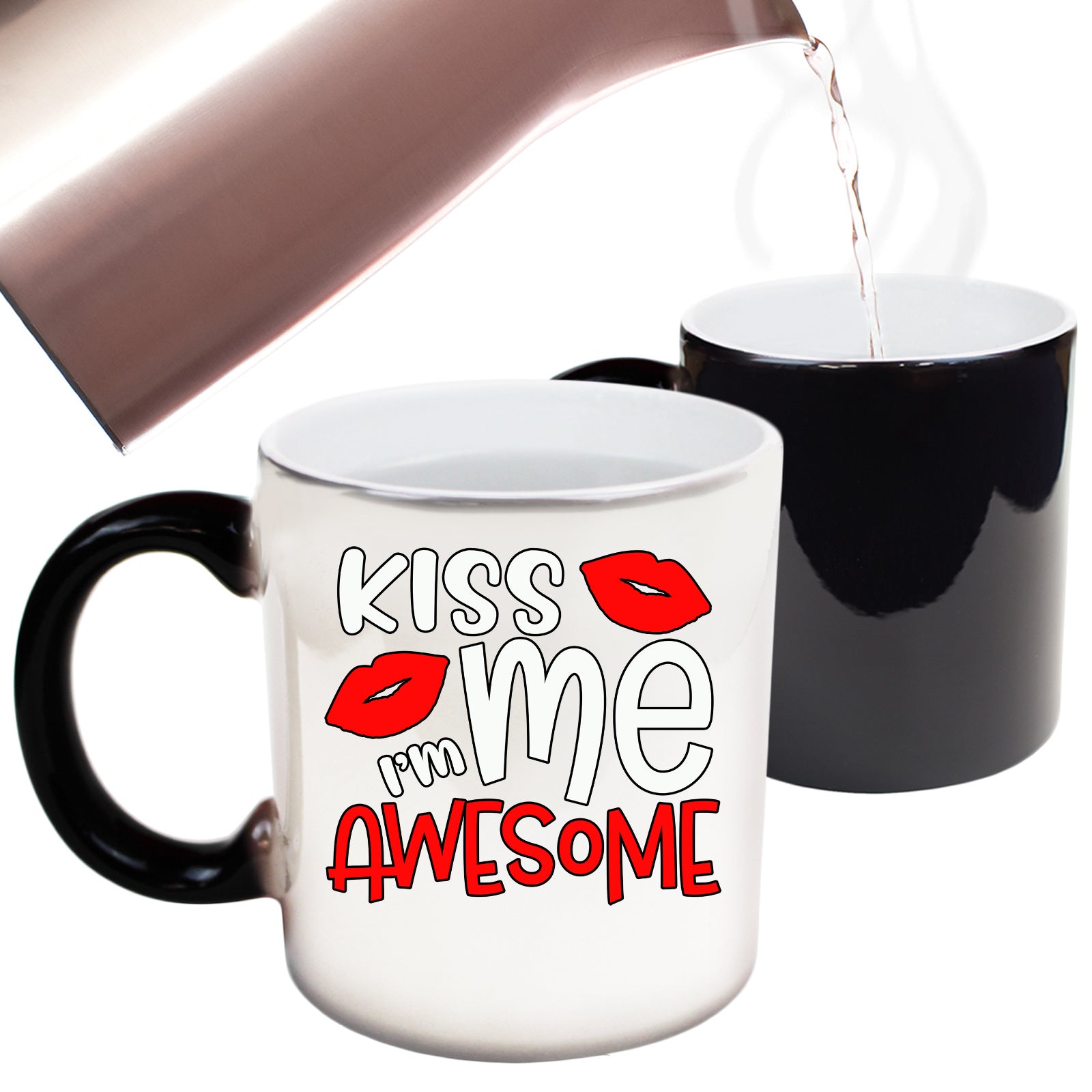 Kiss Me Im Awesome Valentine Valentines Day - Funny Colour Changing Mug