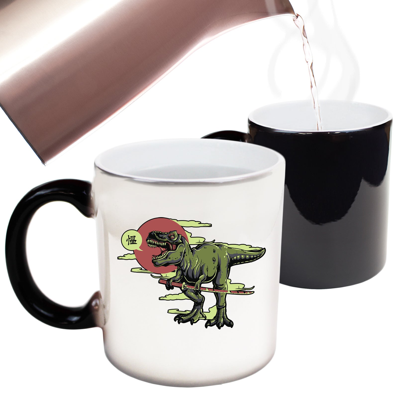 T Rex Samurai Dinosaur - Funny Colour Changing Mug