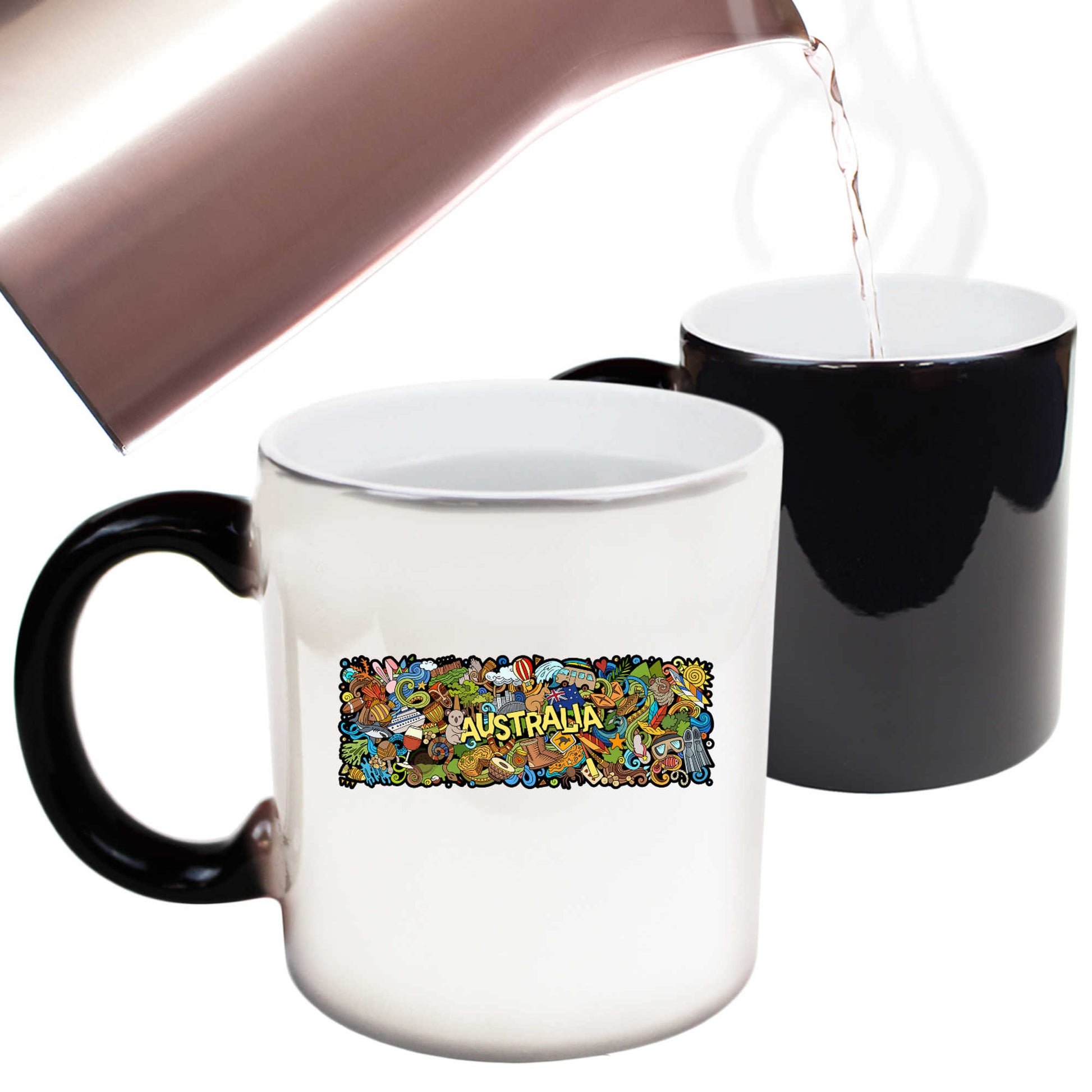 Australia Life Cartoon Doodle - Funny Colour Changing Mug