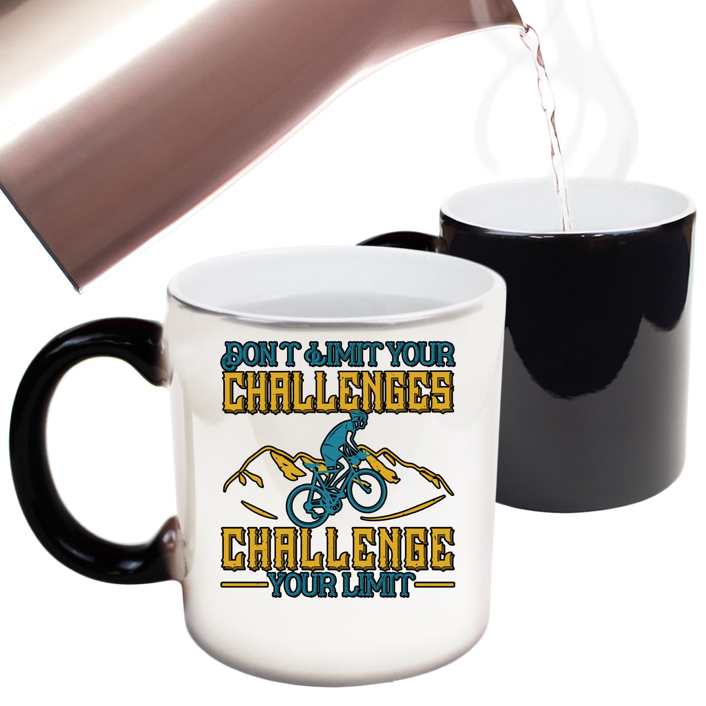 Mountain Bike Cycling Dont Limit Your Challenges - Funny Colour Changing Mug