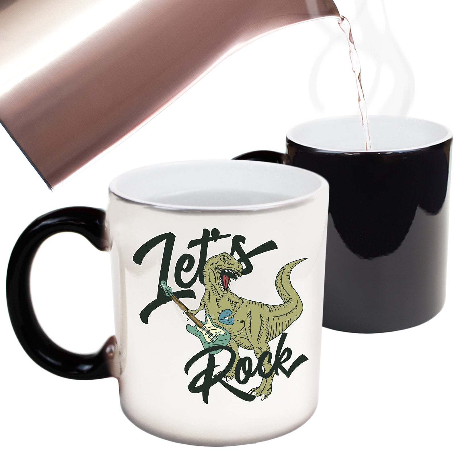 Lets Rock T Rex Trex Dinosaur Guitar - Funny Colour Changing Mug