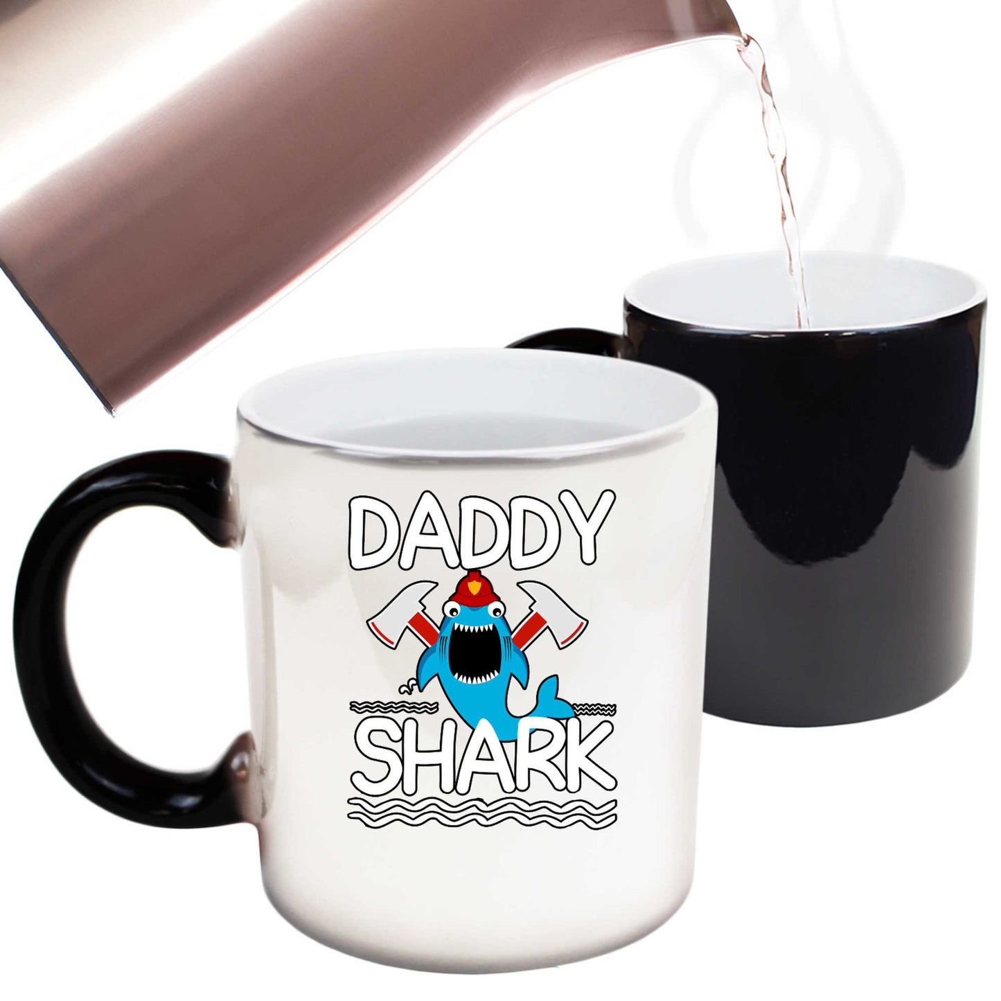 Daddy Shark Dad Father Firefighter - Funny Colour Changing Mug