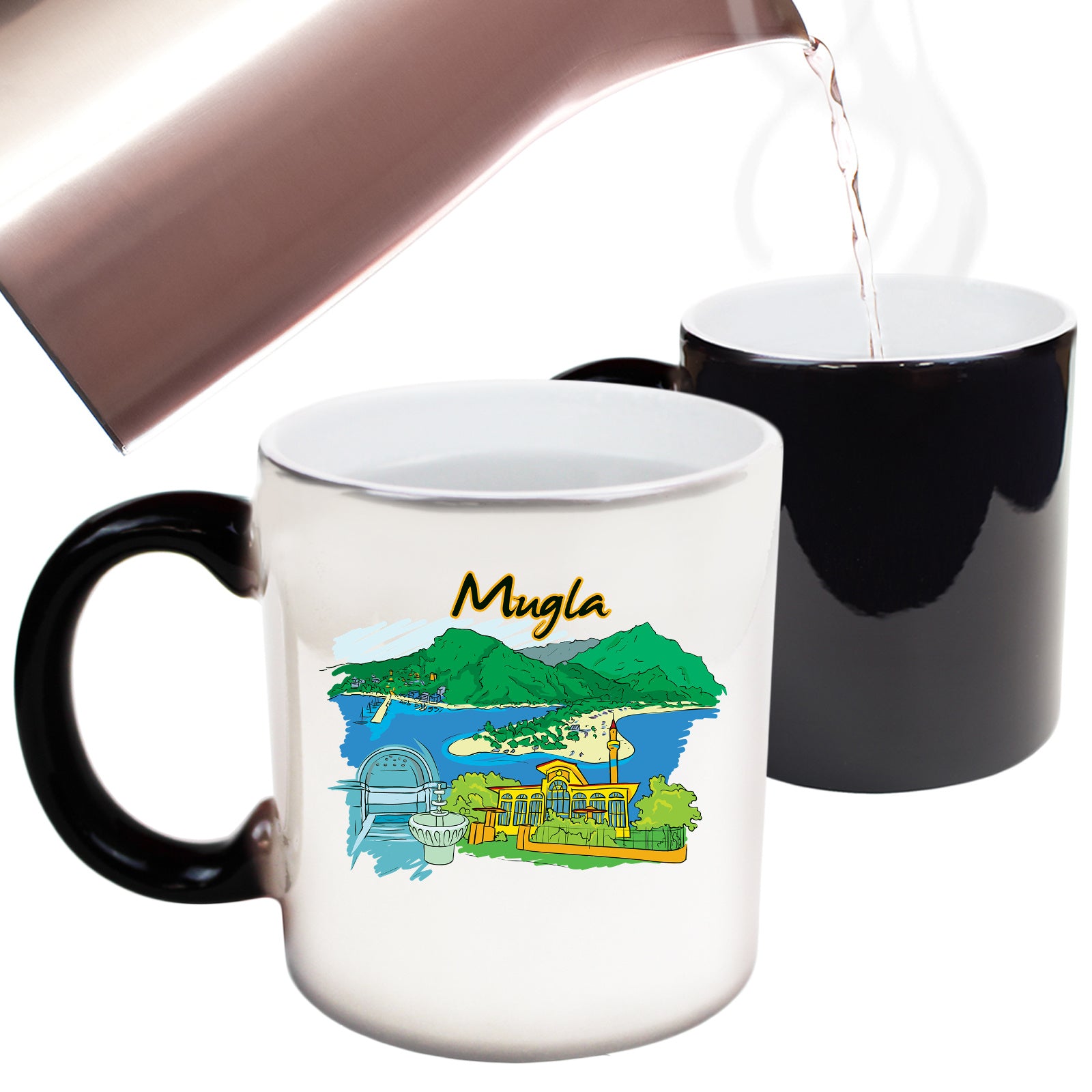 Mugla Turkey Country Flag Destination - Funny Colour Changing Mug