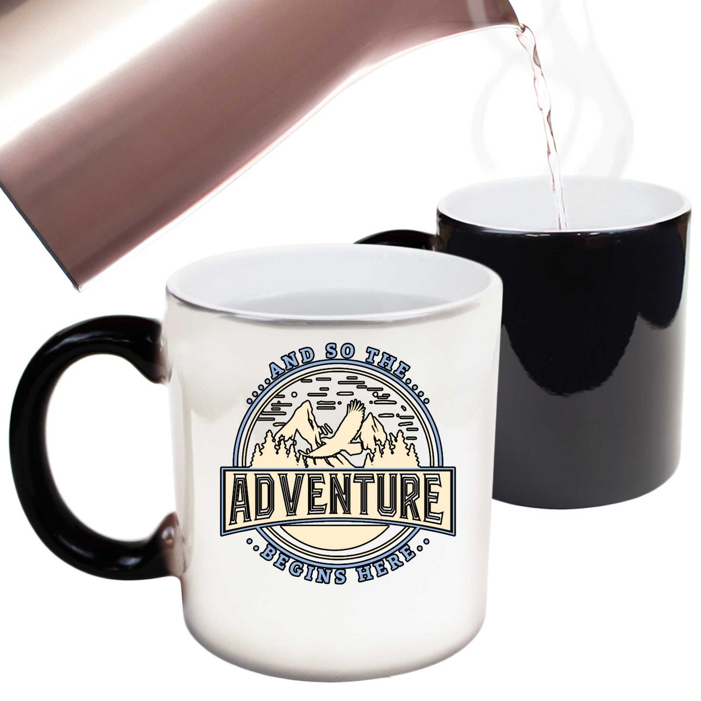 And So The Adventure Begins Here Mountains Climbing - Funny Colour Changing Mug