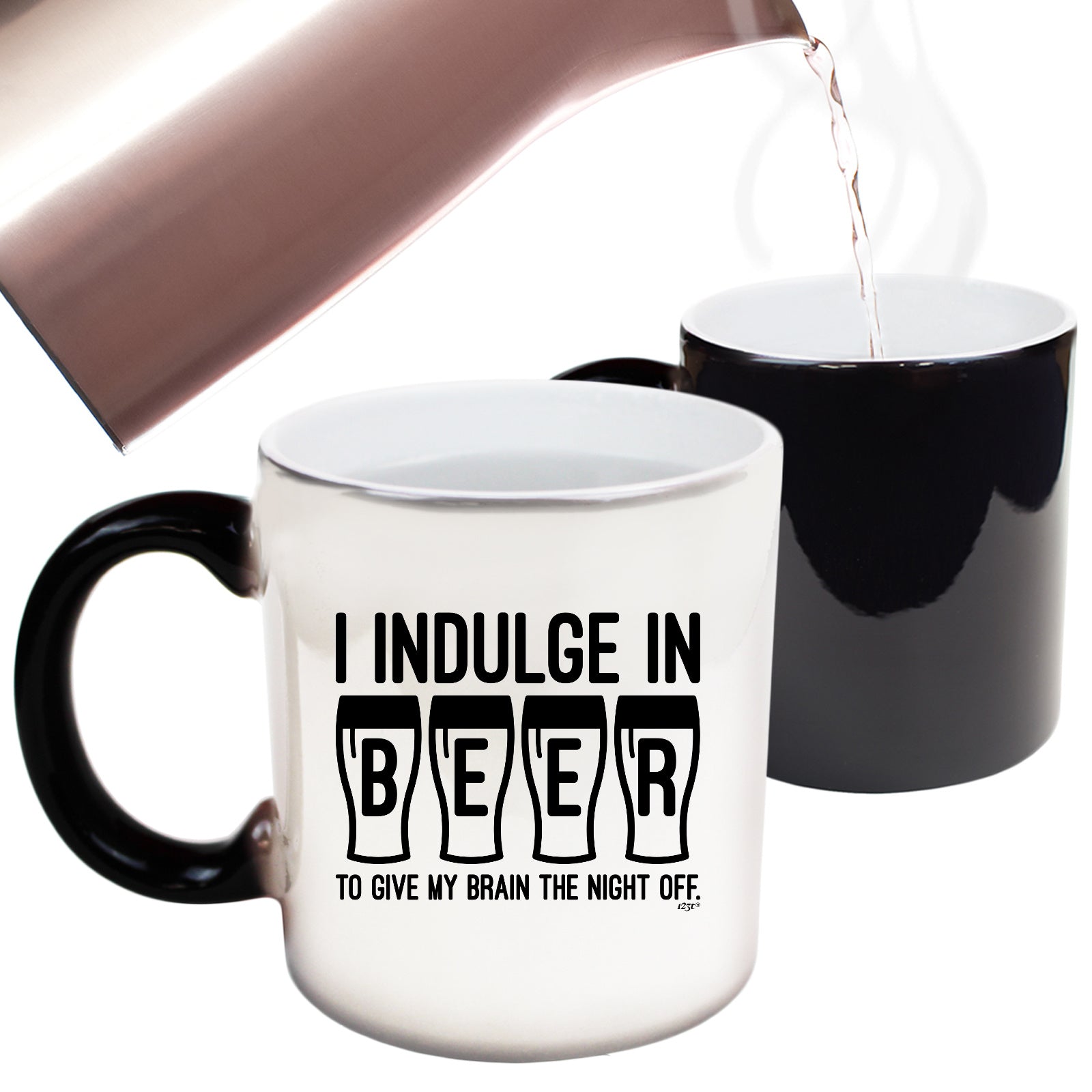 Inndulge In Beer To Give My Brain The Night Off - Funny Colour Changing Mug