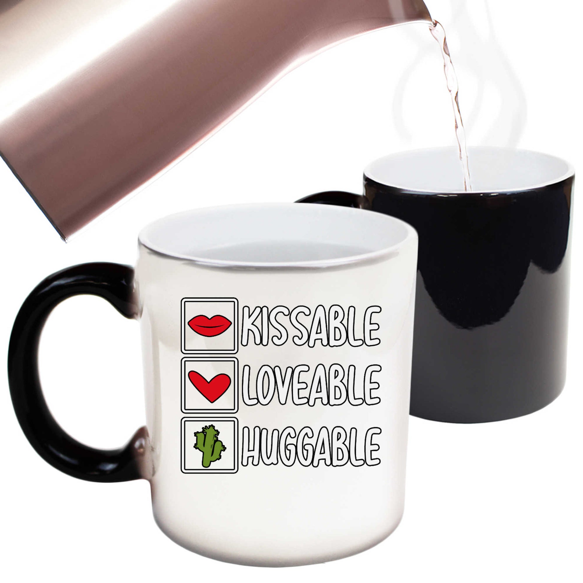 Kissable Loveable Huggable Heart Love Valentines Day - Funny Colour Changing Mug