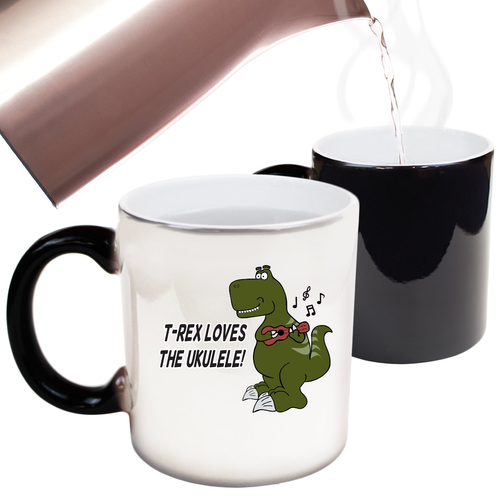 Trex Loves Ukulele Dinosaur - Funny Colour Changing Mug