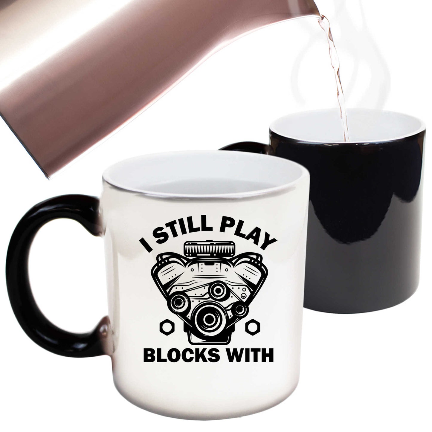 I Still Play With Blocks Engine Block Mechanic V2 - Funny Colour Changing Mug