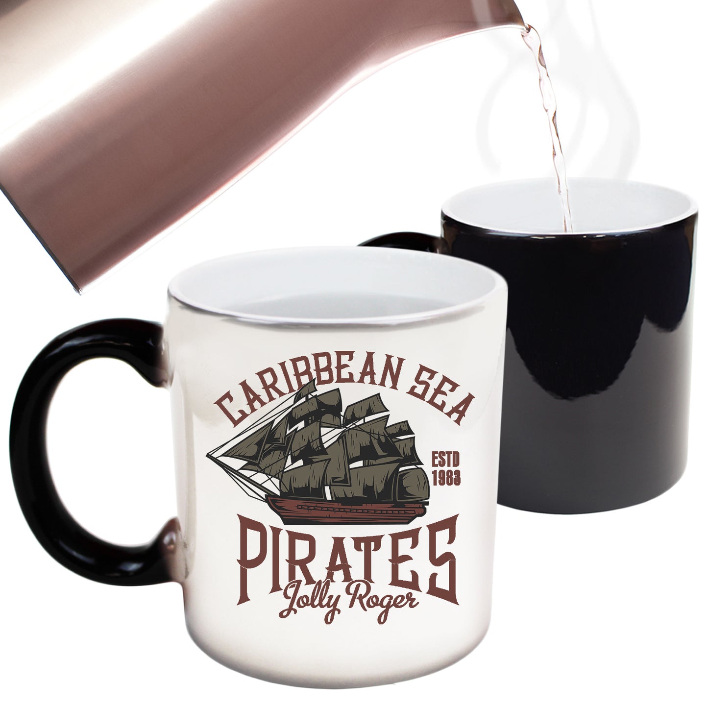 Caribbean Sea Pirates Jolly Roger - Funny Colour Changing Mug