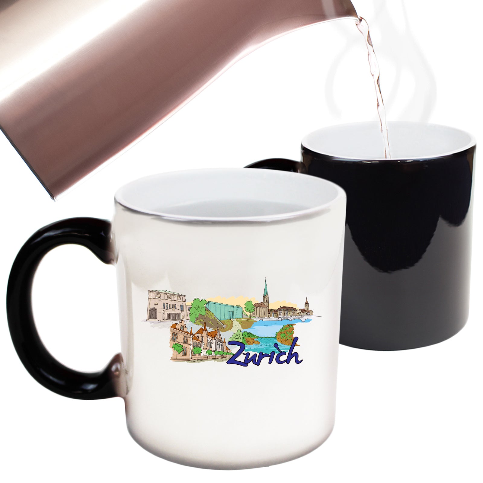 Zurich Switzerland Country Flag Destination - Funny Colour Changing Mug