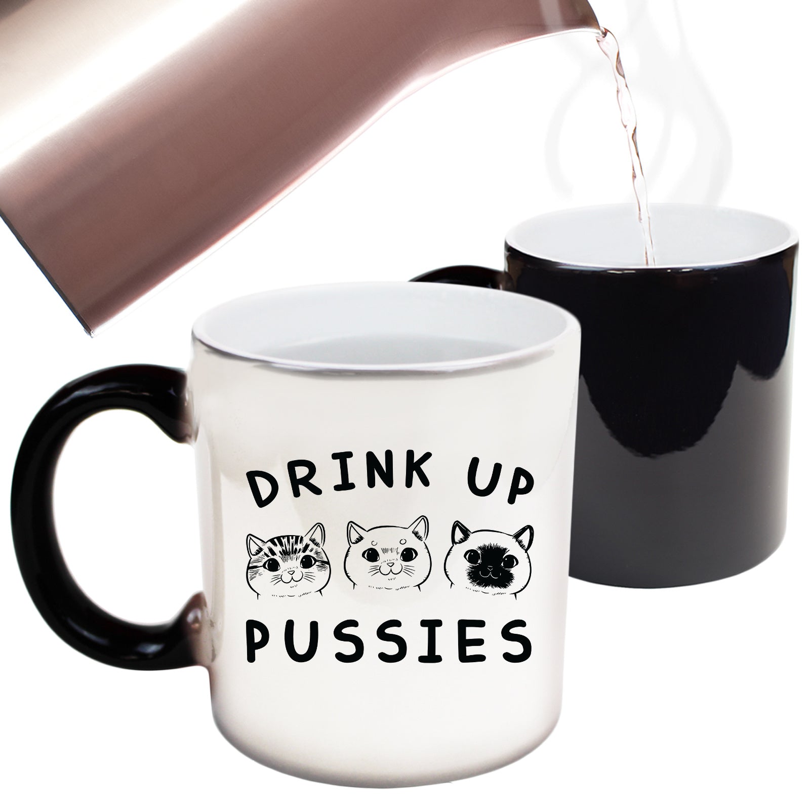 Drink Up Pussies Cat Kitten Pussy Cats - Funny Colour Changing Mug