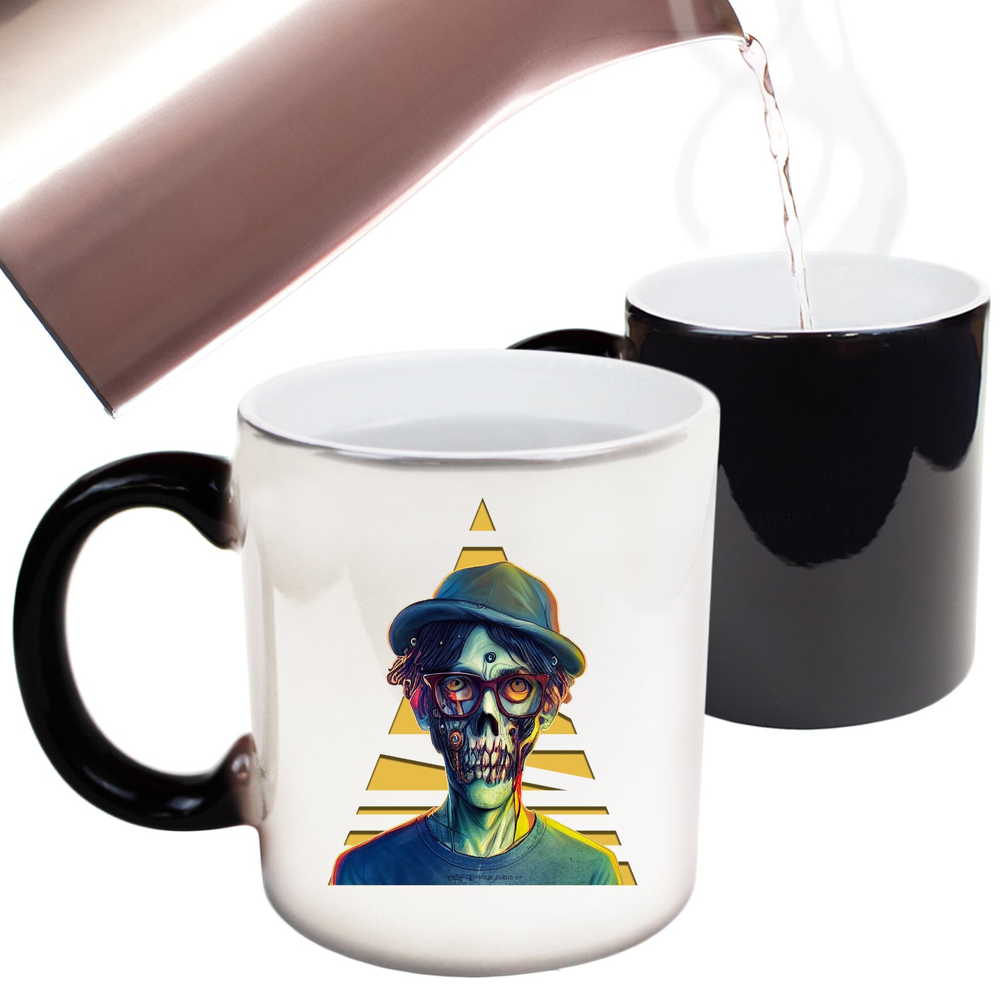 Zombies And Monsters Scary Halloween Triangle - Funny Colour Changing Mug