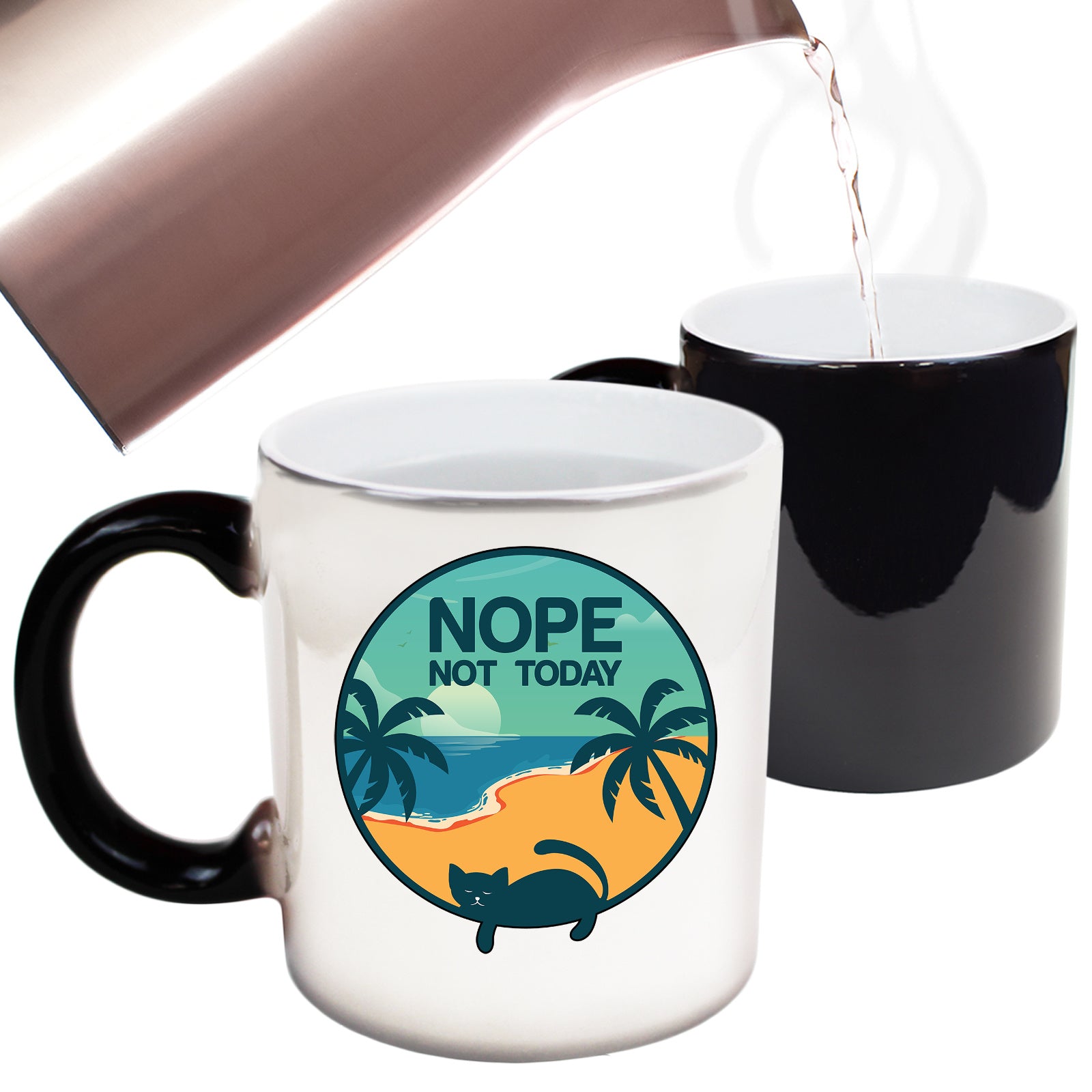 Nope Not Today Cat Kitten Pussy Cats - Funny Colour Changing Mug