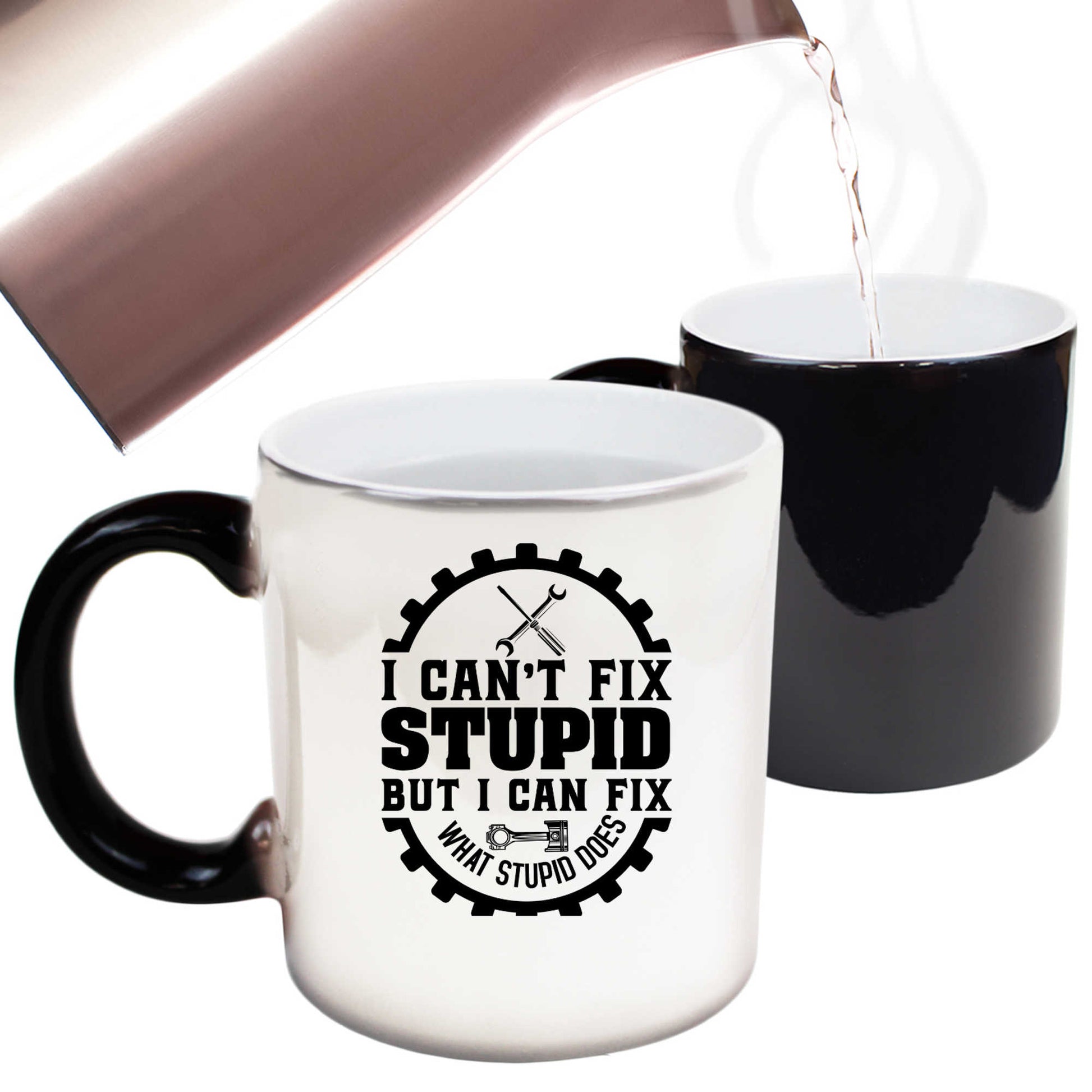 Cant Fix Stupid Mechanic Trucker Truck - Funny Colour Changing Mug