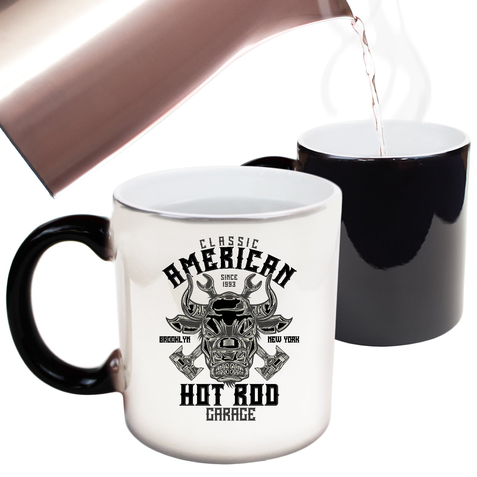 Classic American Hotrod Car Garage - Funny Colour Changing Mug