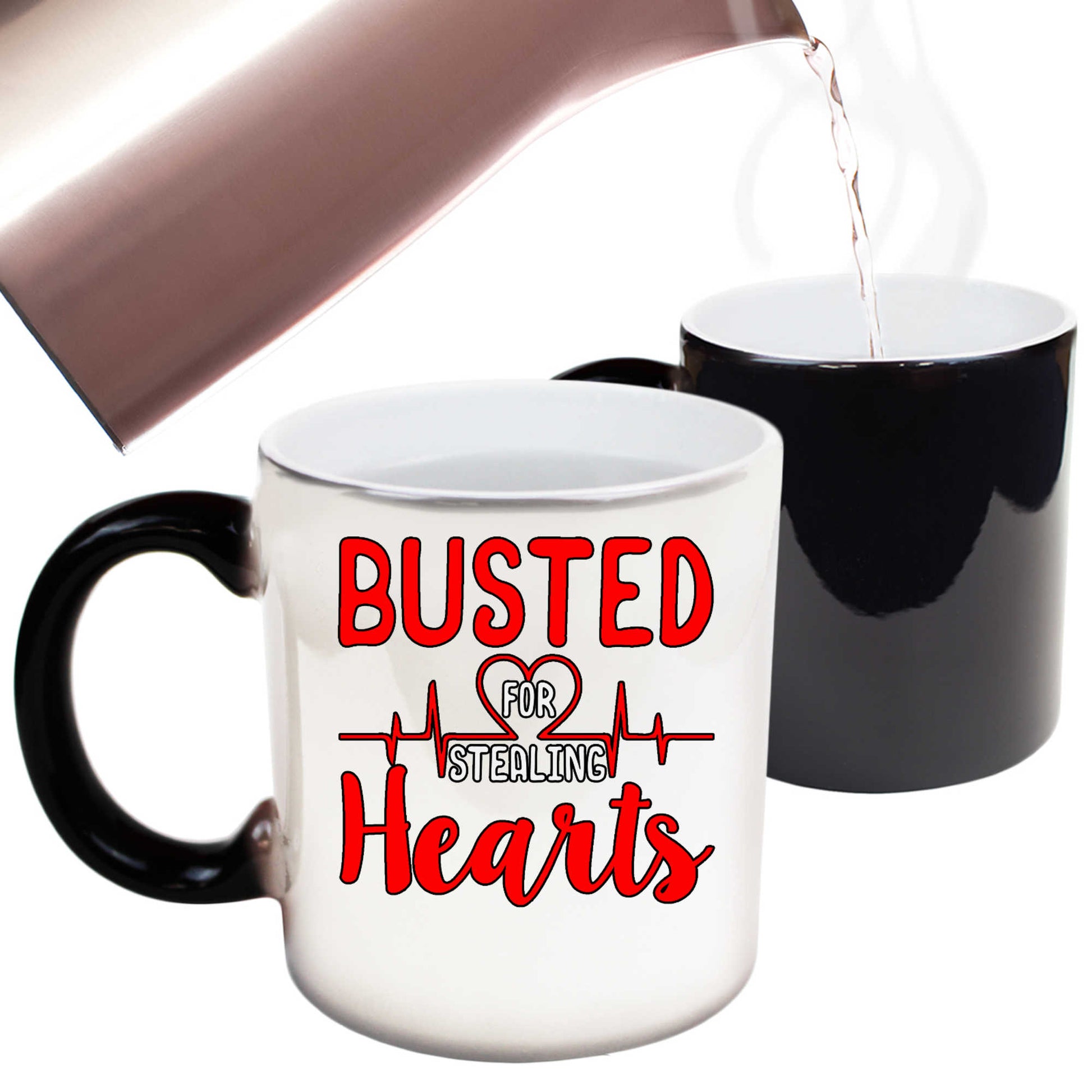 Busted For Stealing Hearts Valentines Day - Funny Colour Changing Mug