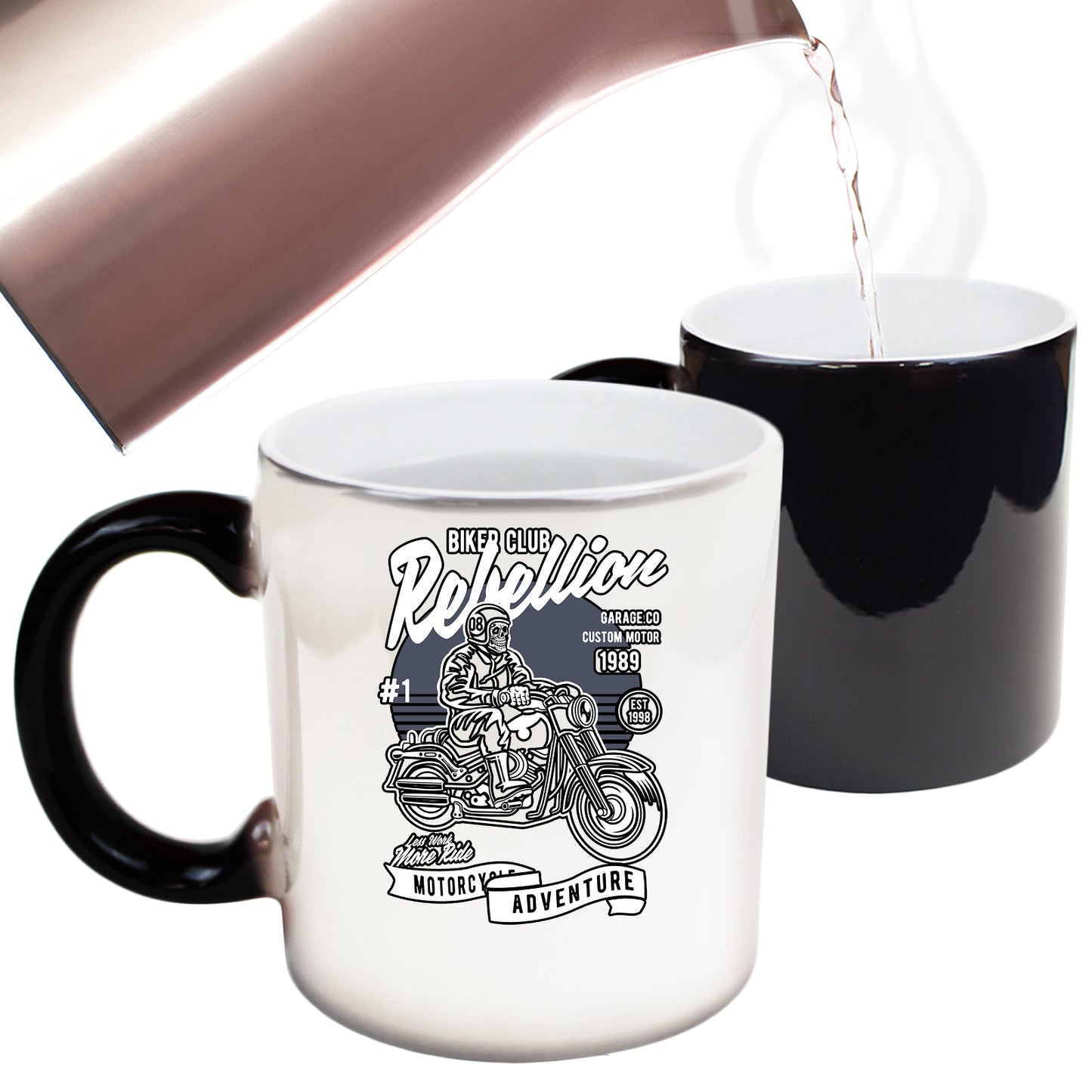 Skull Rebellion Motorbiker Motorcycle Motorbike - Funny Colour Changing Mug