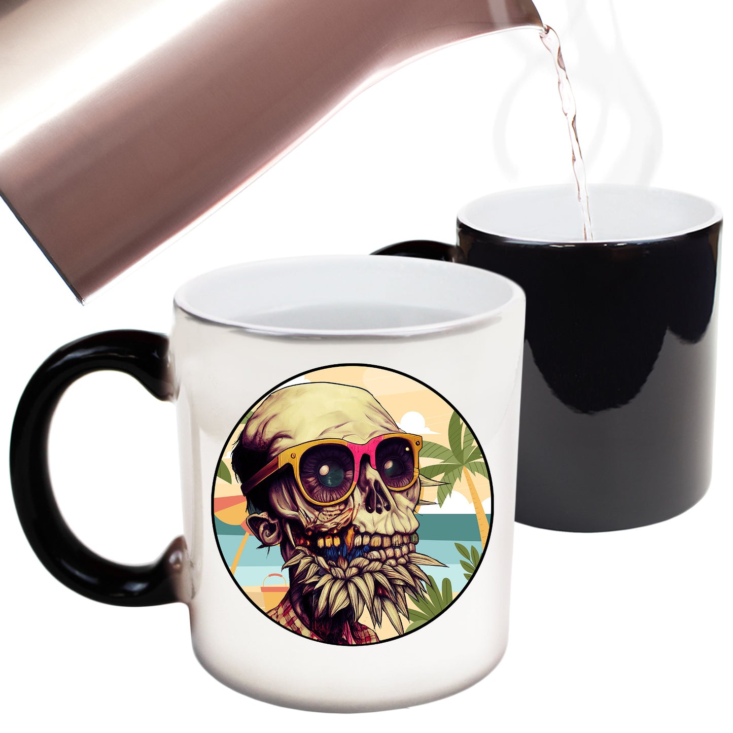 Zombies And Monsters Beach Scary Halloween - Funny Colour Changing Mug