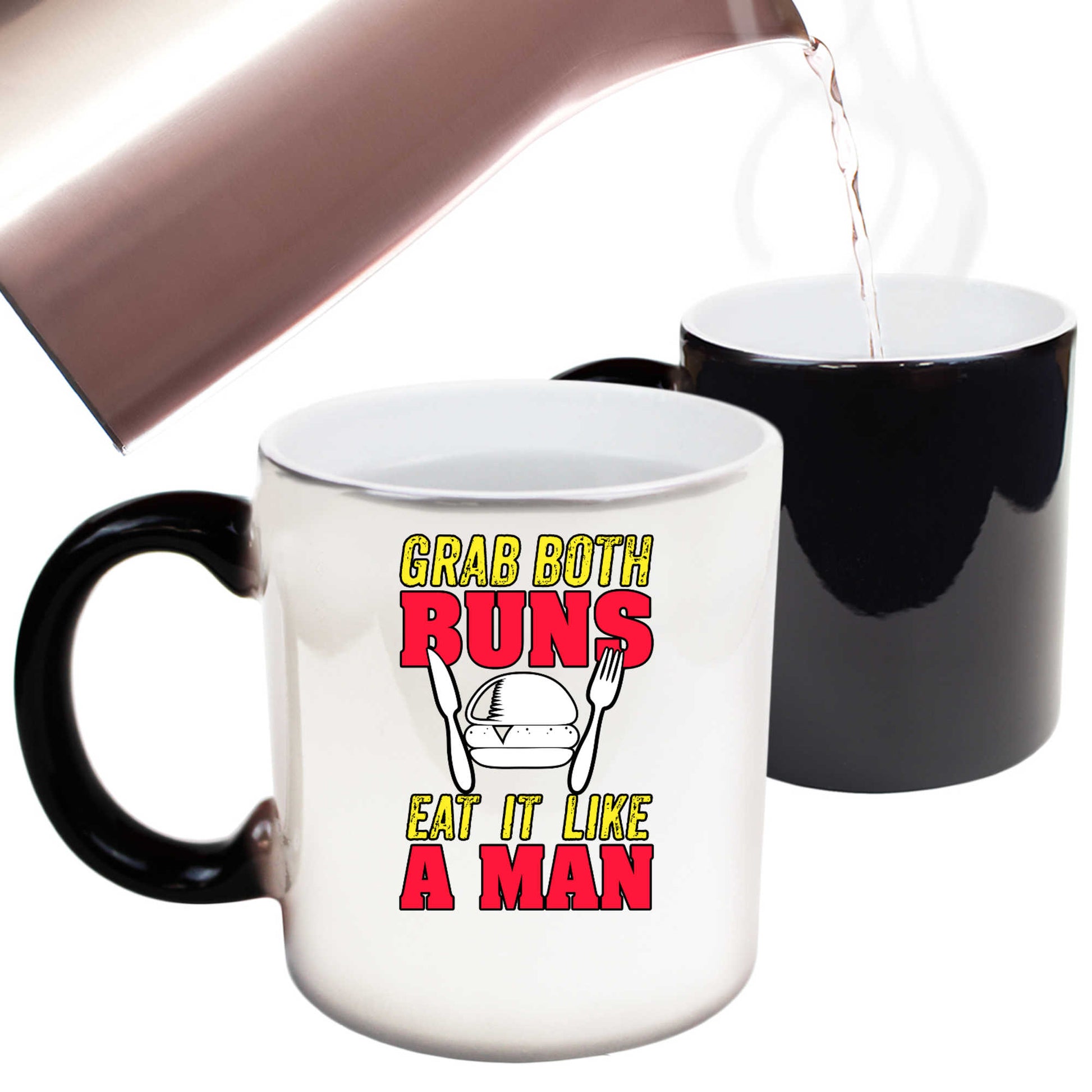 Grab Both Buns Eat It Like A Man Burger - Funny Colour Changing Mug