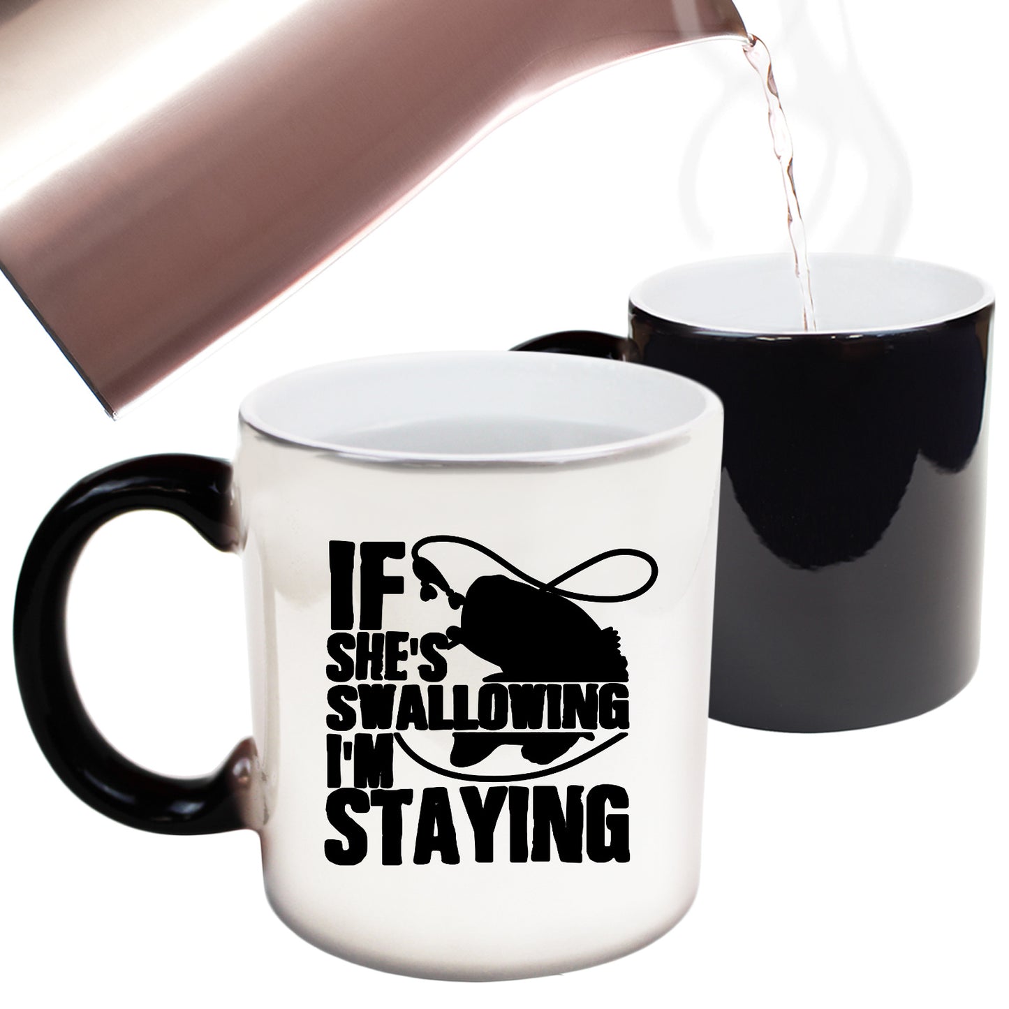 Fishing If Shes Swallowing Im Staying - Funny Colour Changing Mug