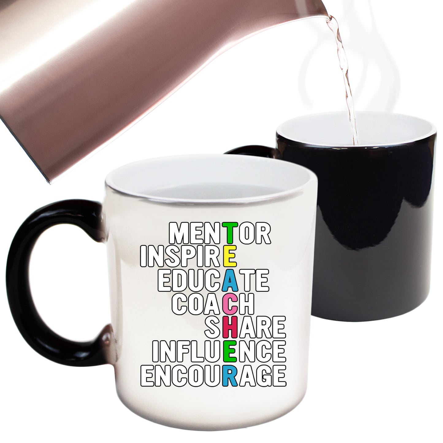 Teacher Words Inspire Educate Coach - Funny Colour Changing Mug