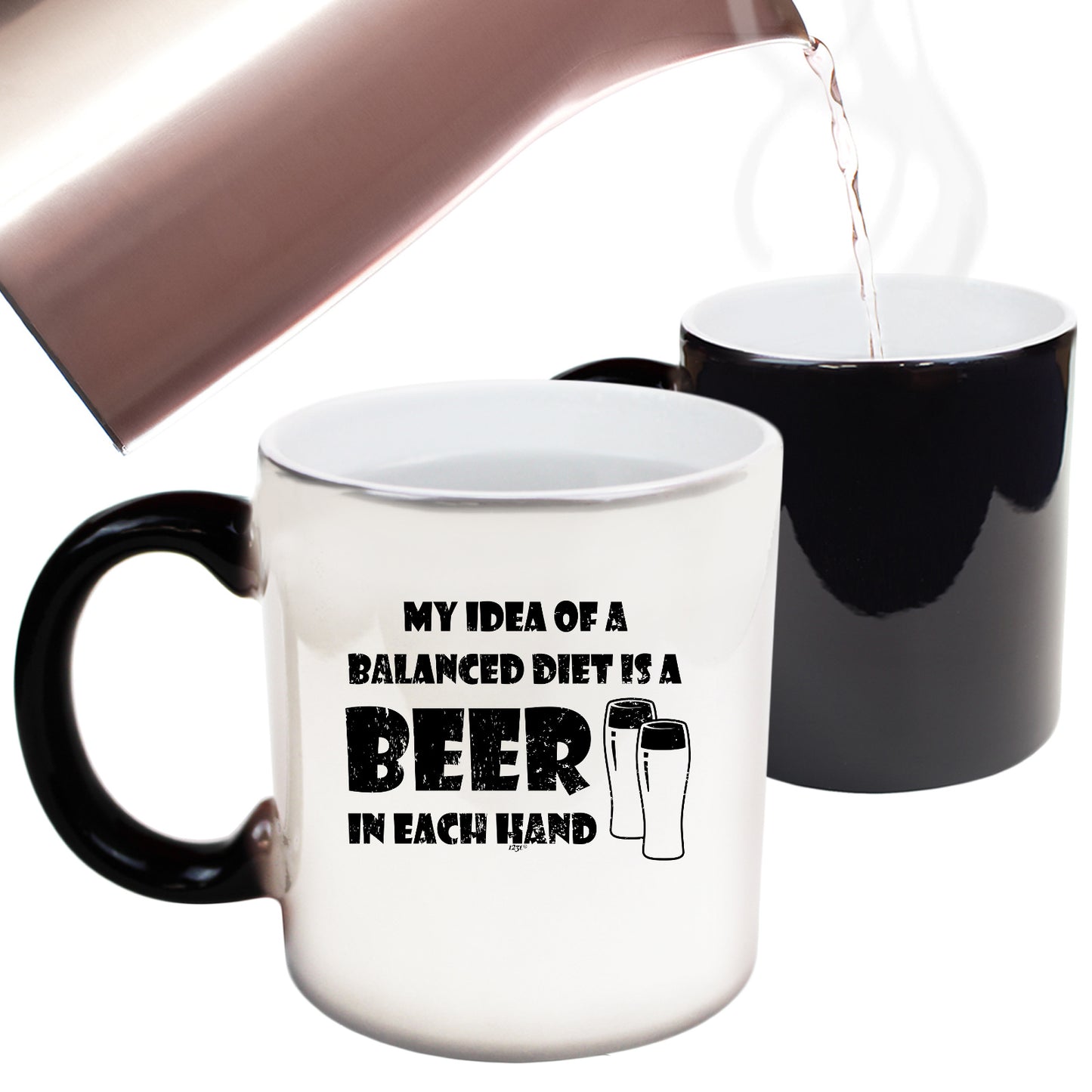 Balanced Diet Is A Beer Each Hand - Funny Colour Changing Mug