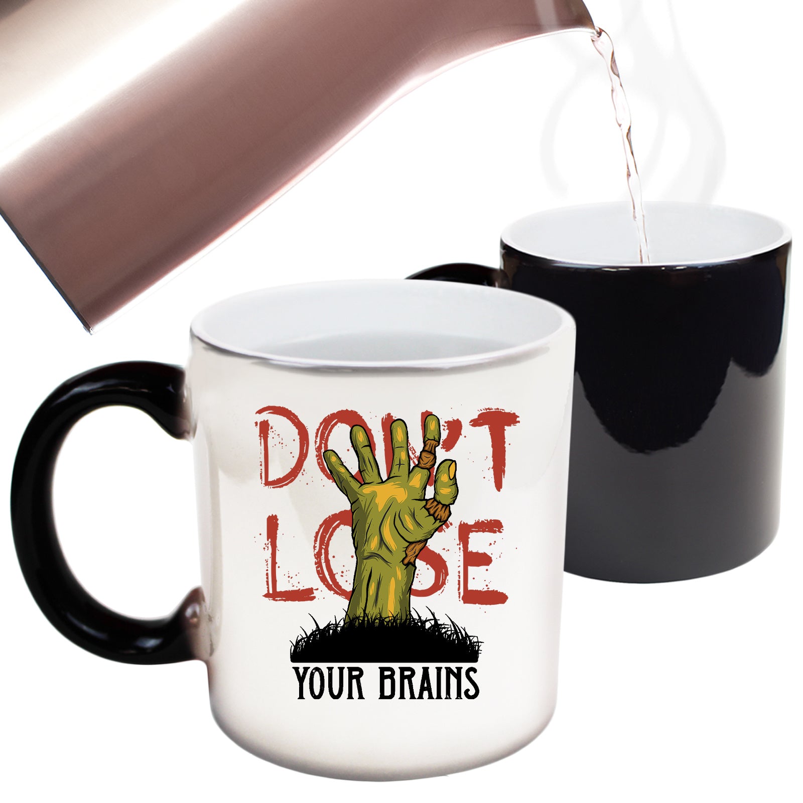 Dont Lose Your Brains Halloween - Funny Colour Changing Mug