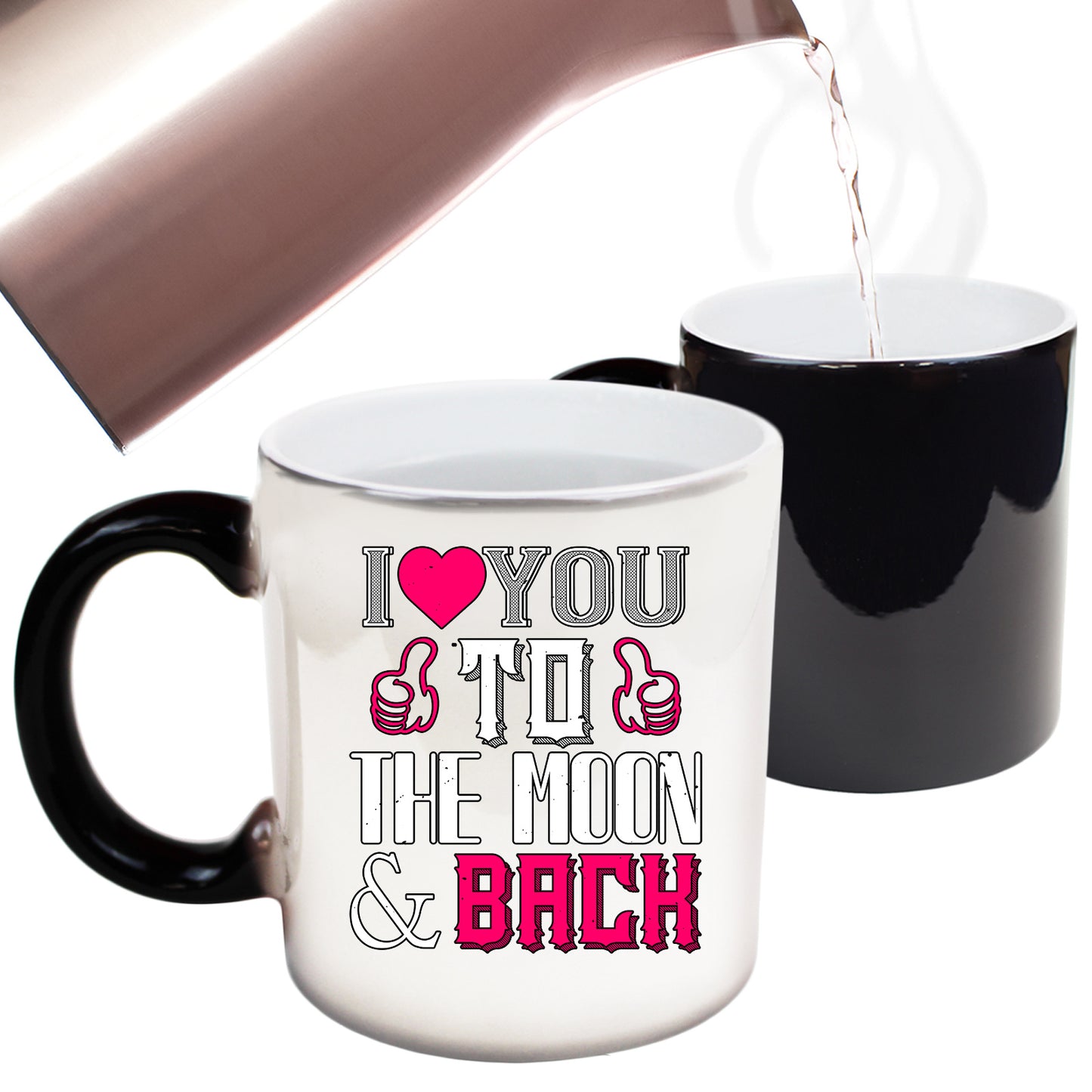 I Love You To The Moon Back Valentine - Funny Colour Changing Mug