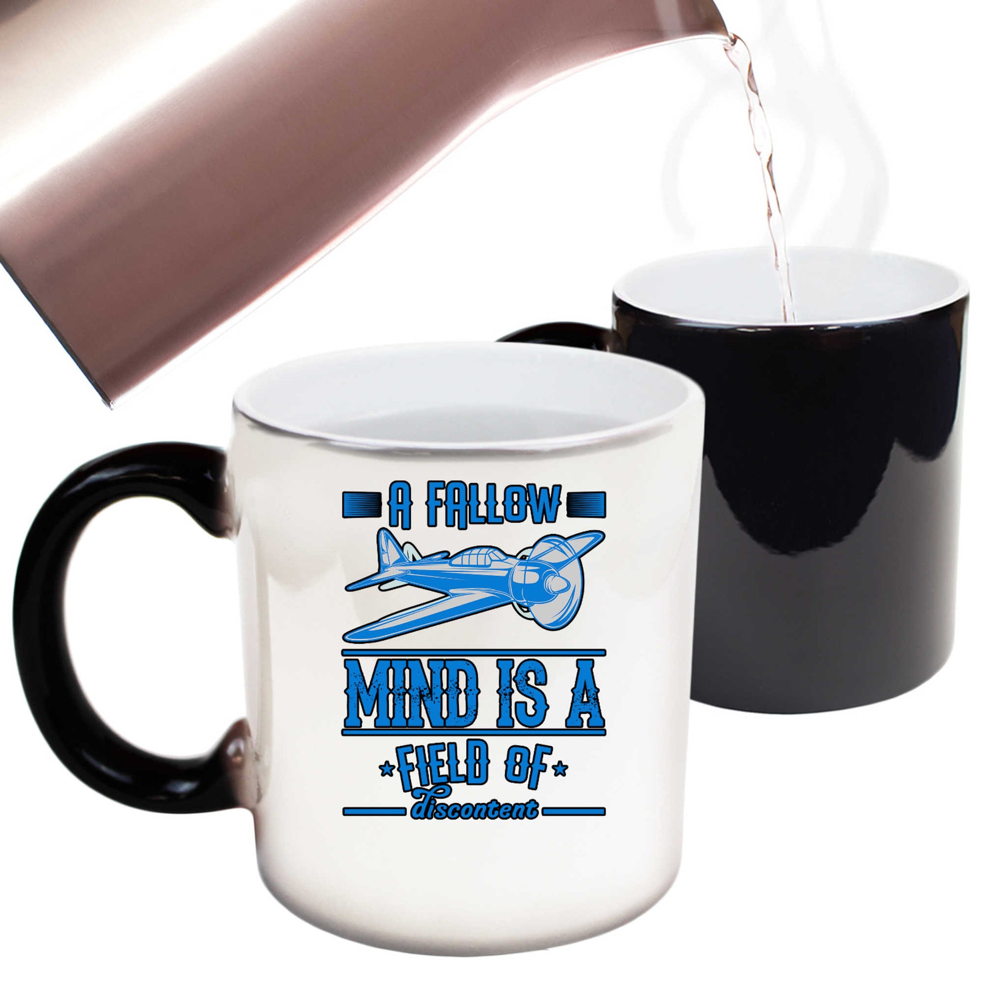 A Fallow Mind Is A Field Of Discontent Aviation Plane - Funny Colour Changing Mug