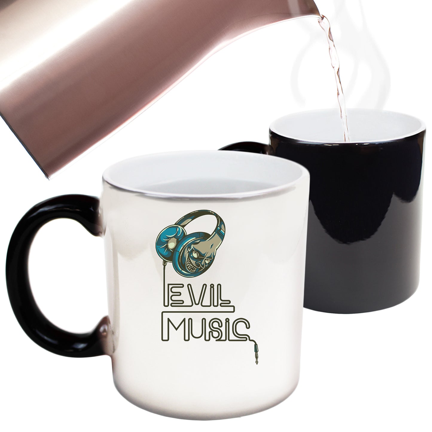 Evil Music Skull Headphones Dj - Funny Colour Changing Mug