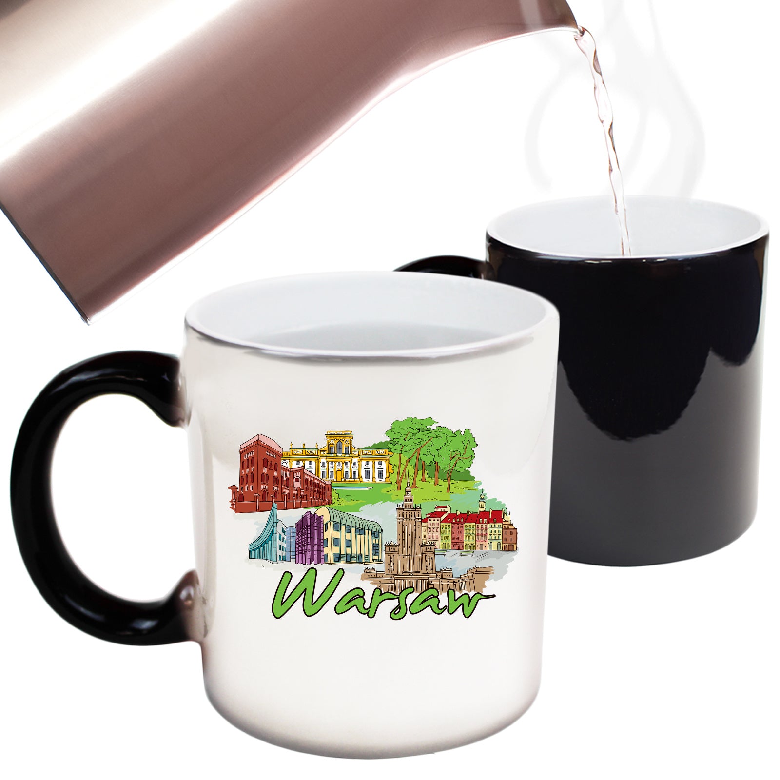 Warsaw Poland Country Flag Destination - Funny Colour Changing Mug