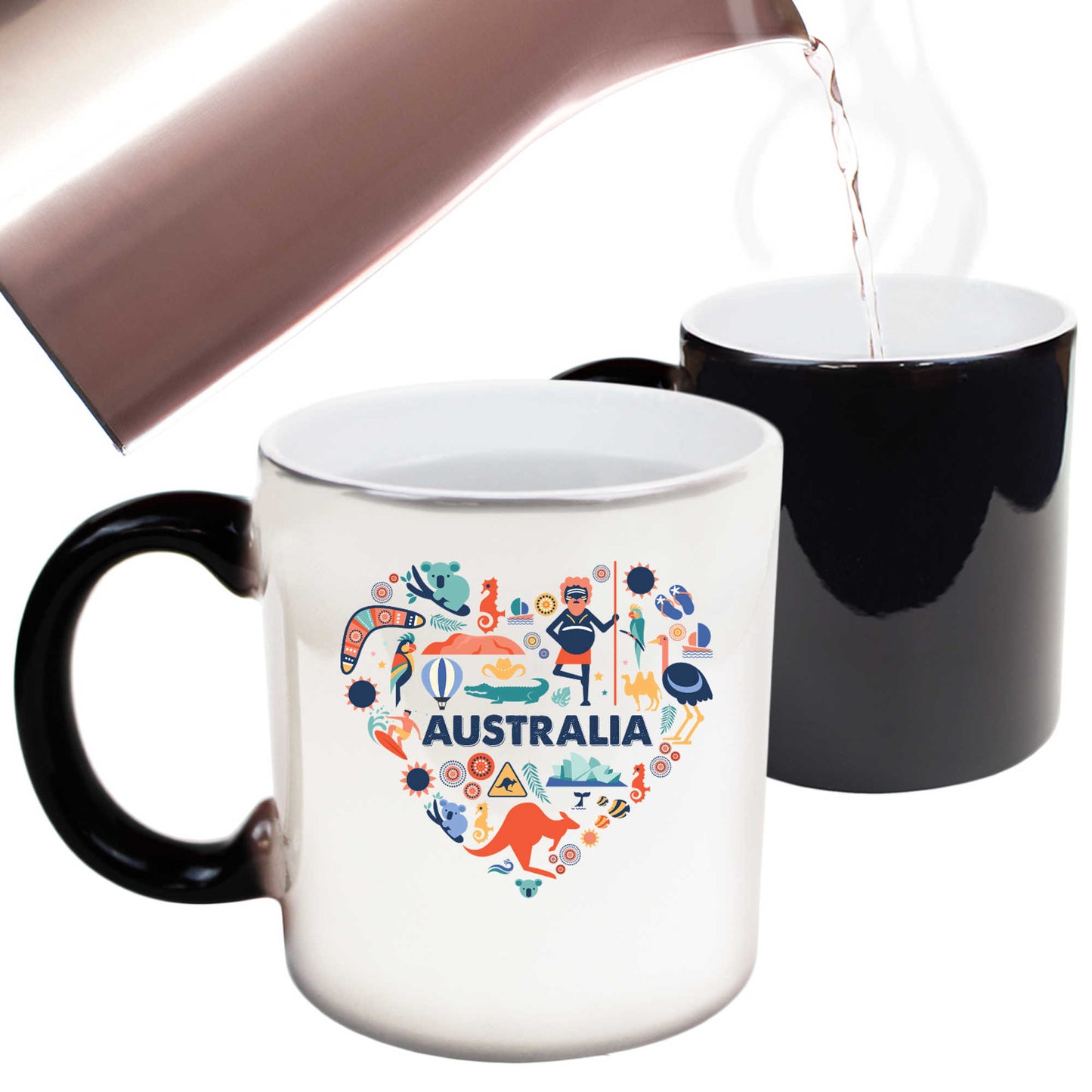 Australia Love Heart Icons Ozzie Country - Funny Colour Changing Mug