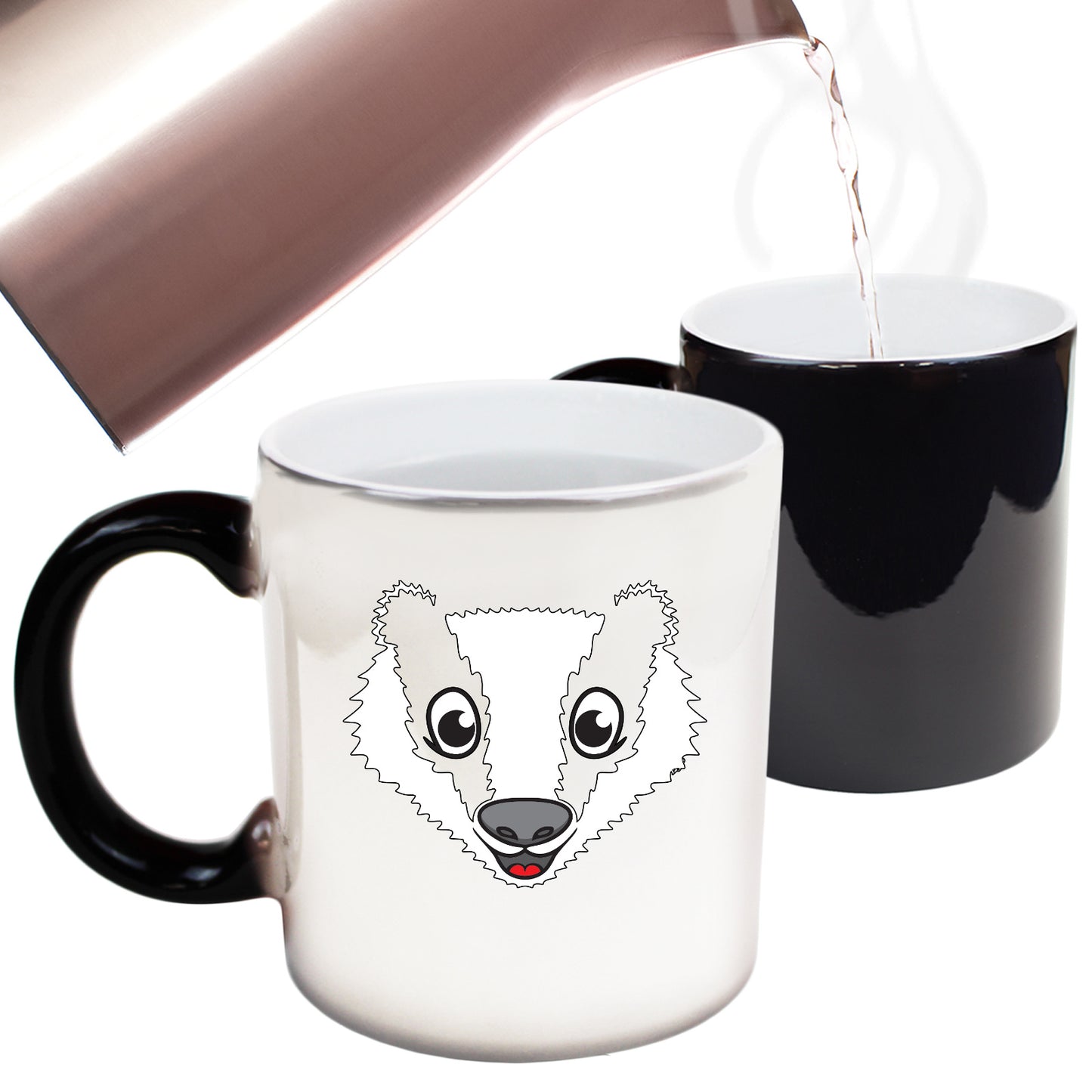 Badger Animal Face Ani Mates - Funny Colour Changing Mug