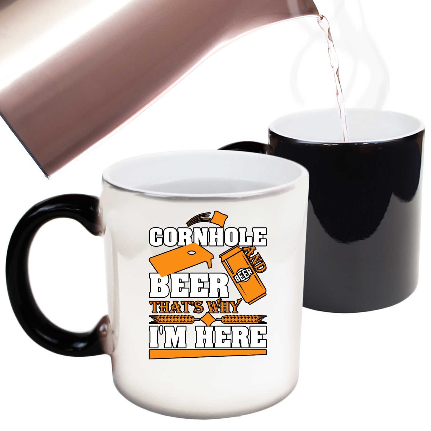 Cornhole And Beer Thats Why Im Here - Funny Colour Changing Mug