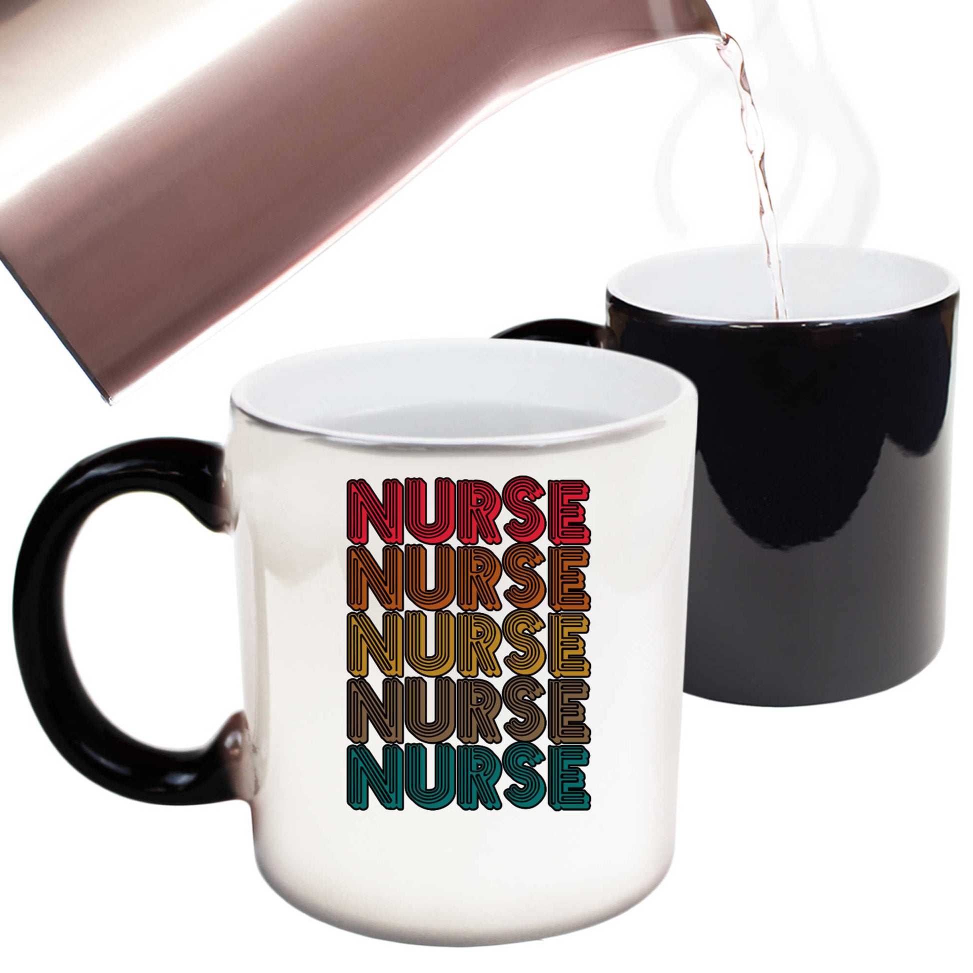 Nurse Five Retro Lettering - Funny Colour Changing Mug